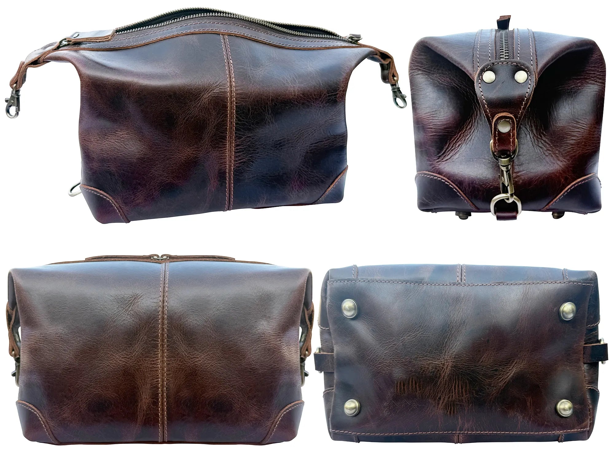 Avery Leather Toiletry Bag for Men - Premium Travel Shaving Dopp Kit