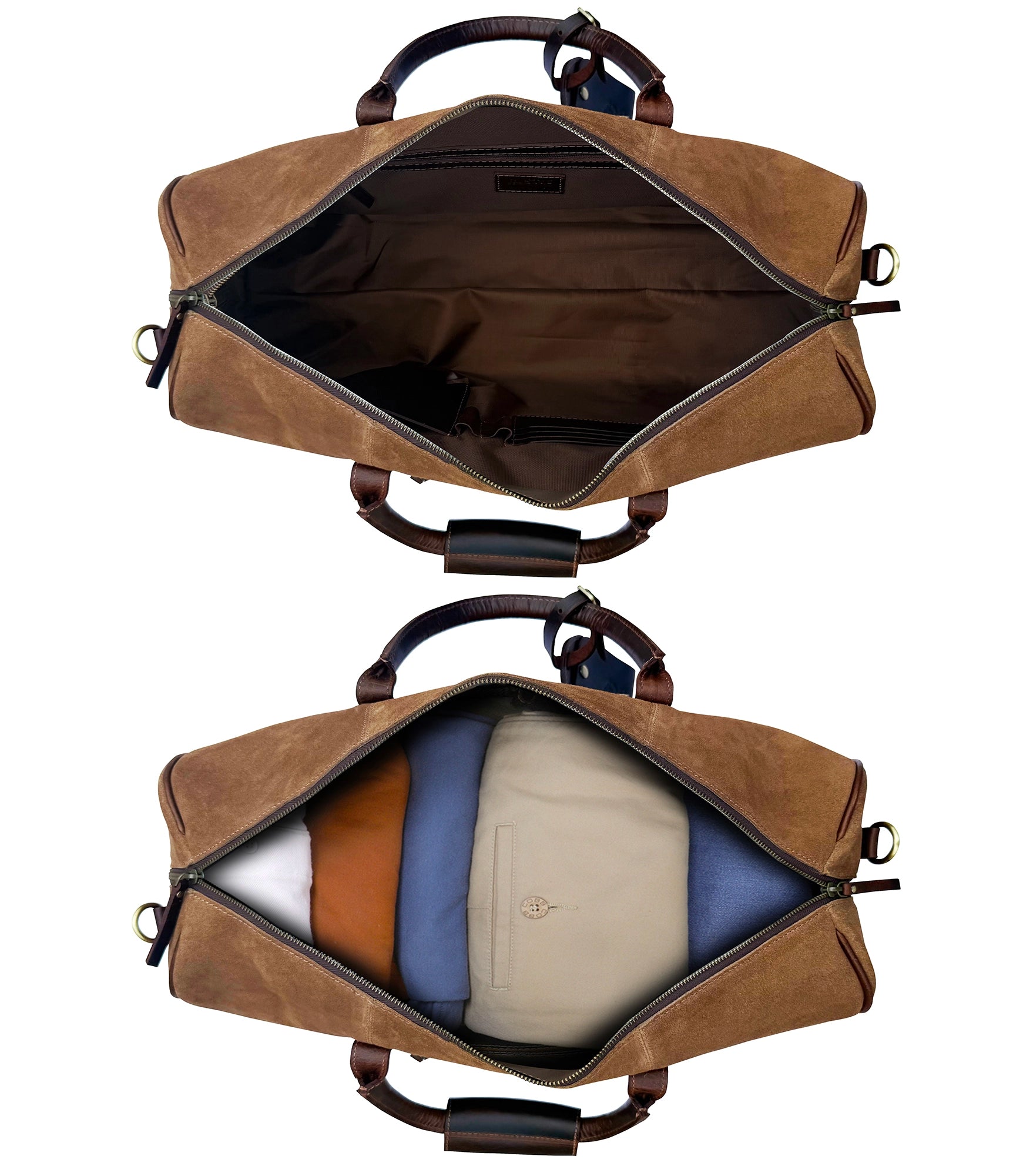 Suede Duffle Bag for Men - Carry-On Leather Weekender Bag