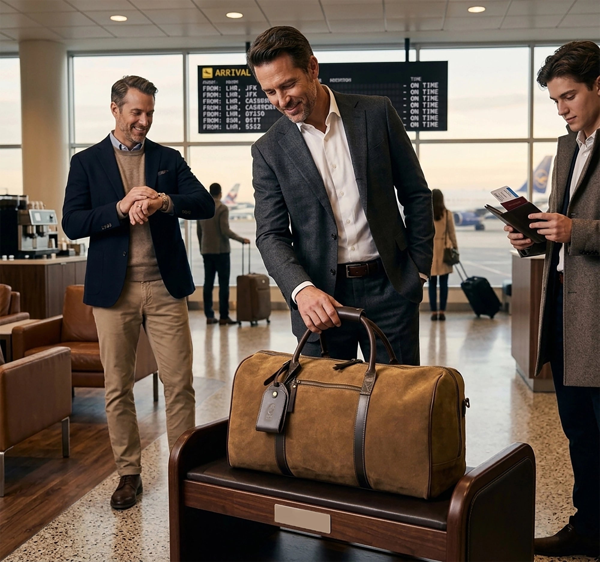 Suede Duffle Bag for Men - Carry-On Leather Weekender Bag