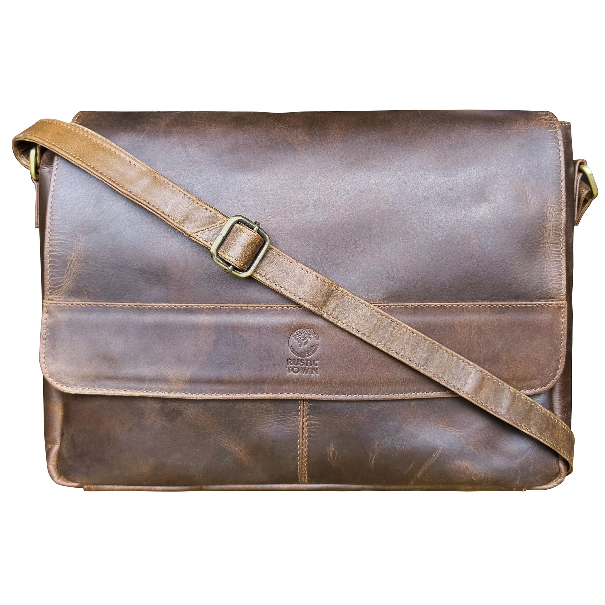 Leather Messenger Bag for Men - Travel Crossbody Laptop Satchel