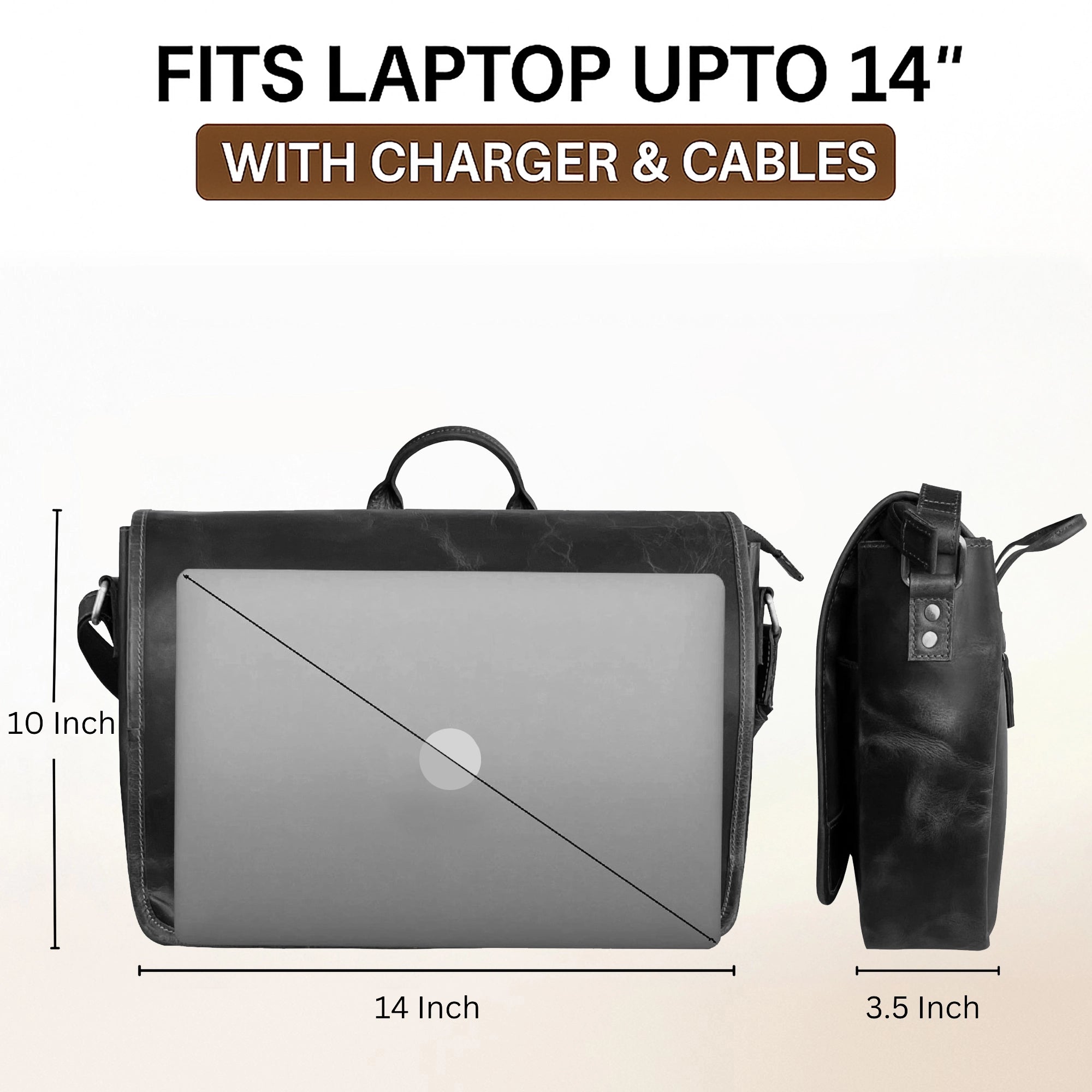 Leather Briefcase Bag for Men – Laptop Messenger for Office & Travel