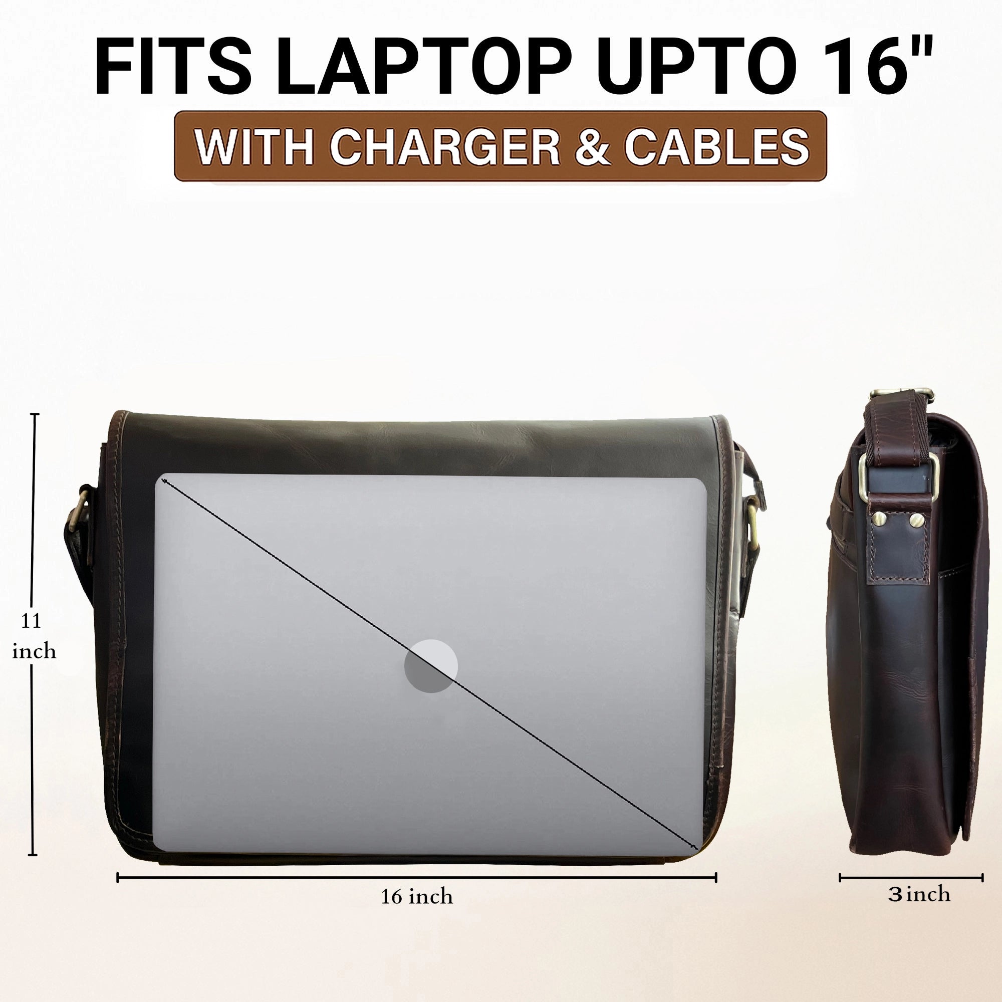 Ranger Buffalo Leather Crossbody Laptop Messenger Bag (16 inch)