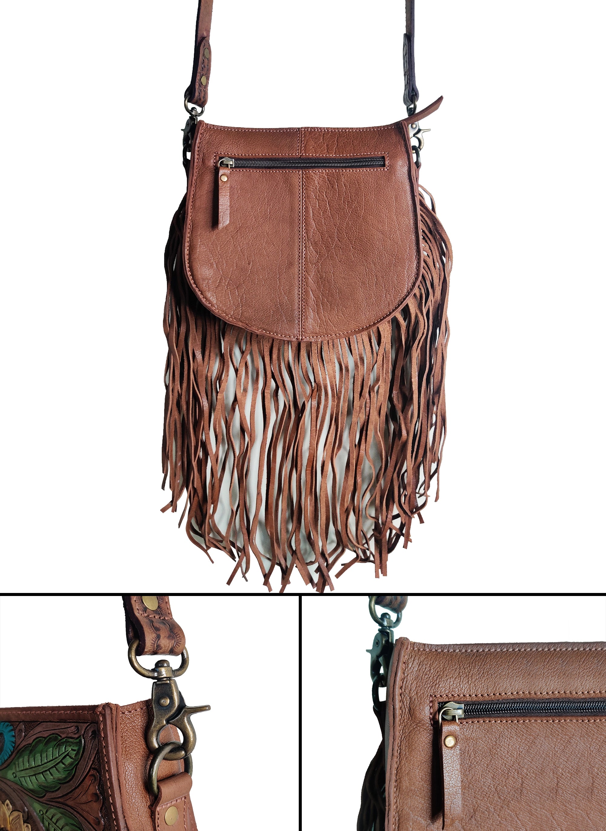 Leather Hobo Bag for Women – Western Tassel Fringe Purse