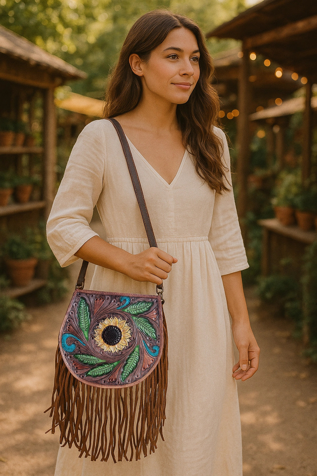 Leather Hobo Bag for Women – Western Tassel Fringe Purse