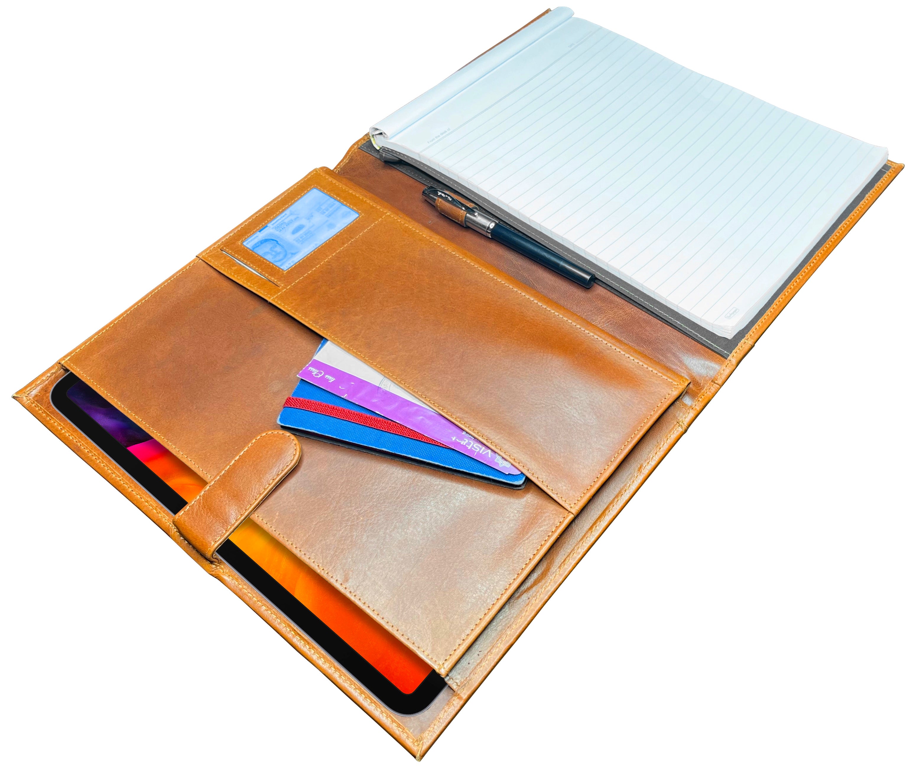 Leather Padfolio Handmade Business Portfolio (Cognac)