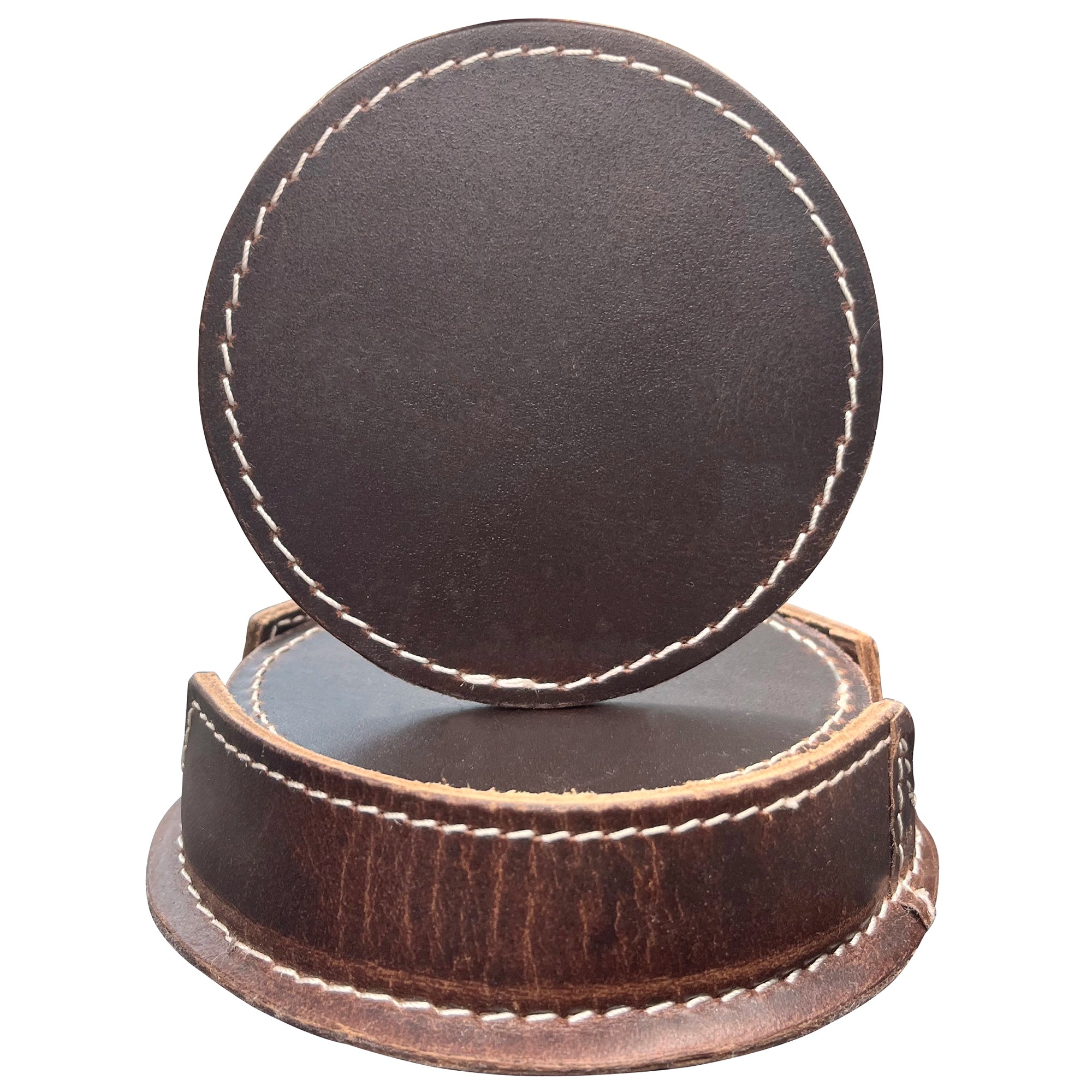 Leather Coasters for Drinks - Handmade Cup Coaster Set