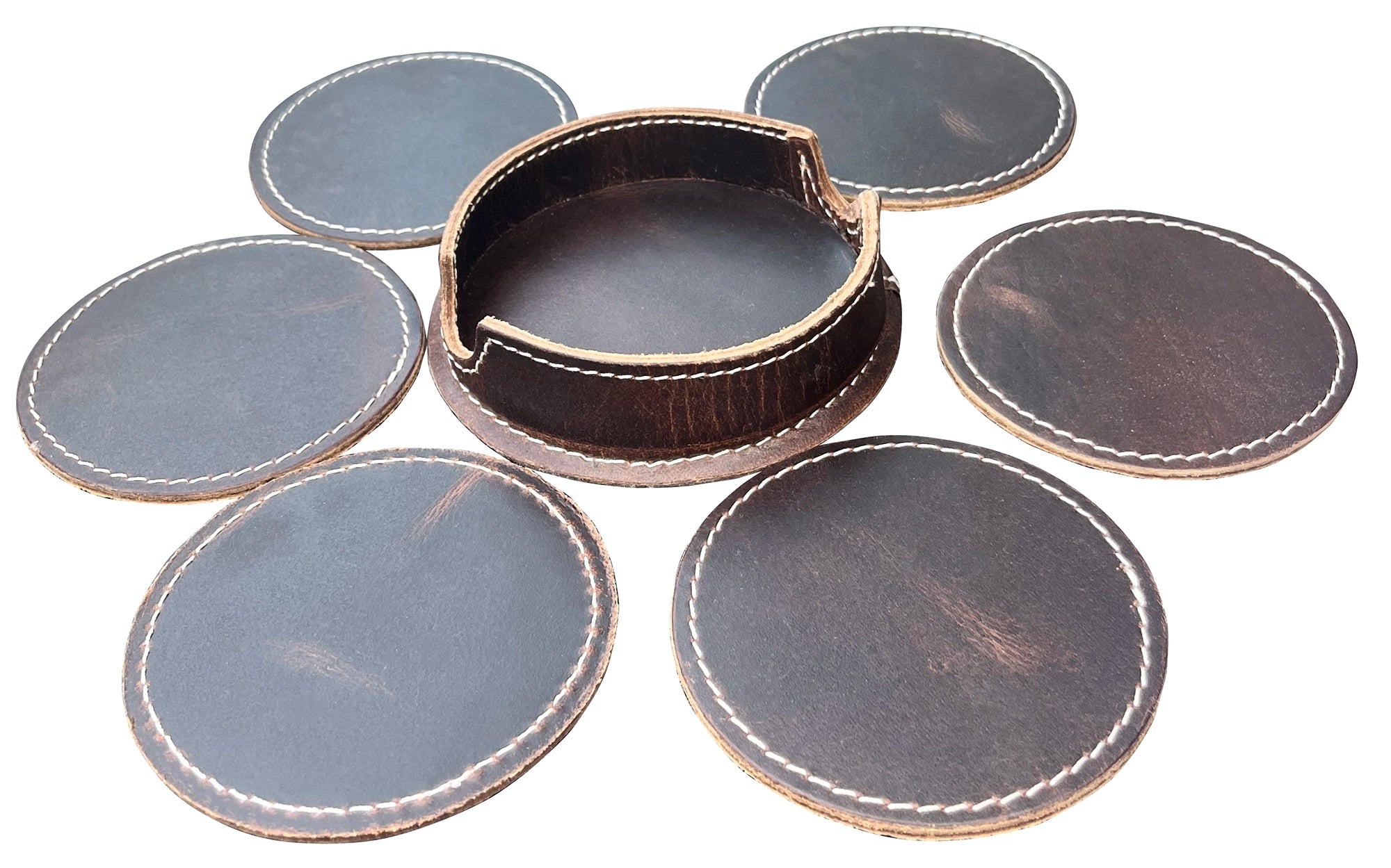 Leather Coasters for Drinks - Handmade Cup Coaster Set