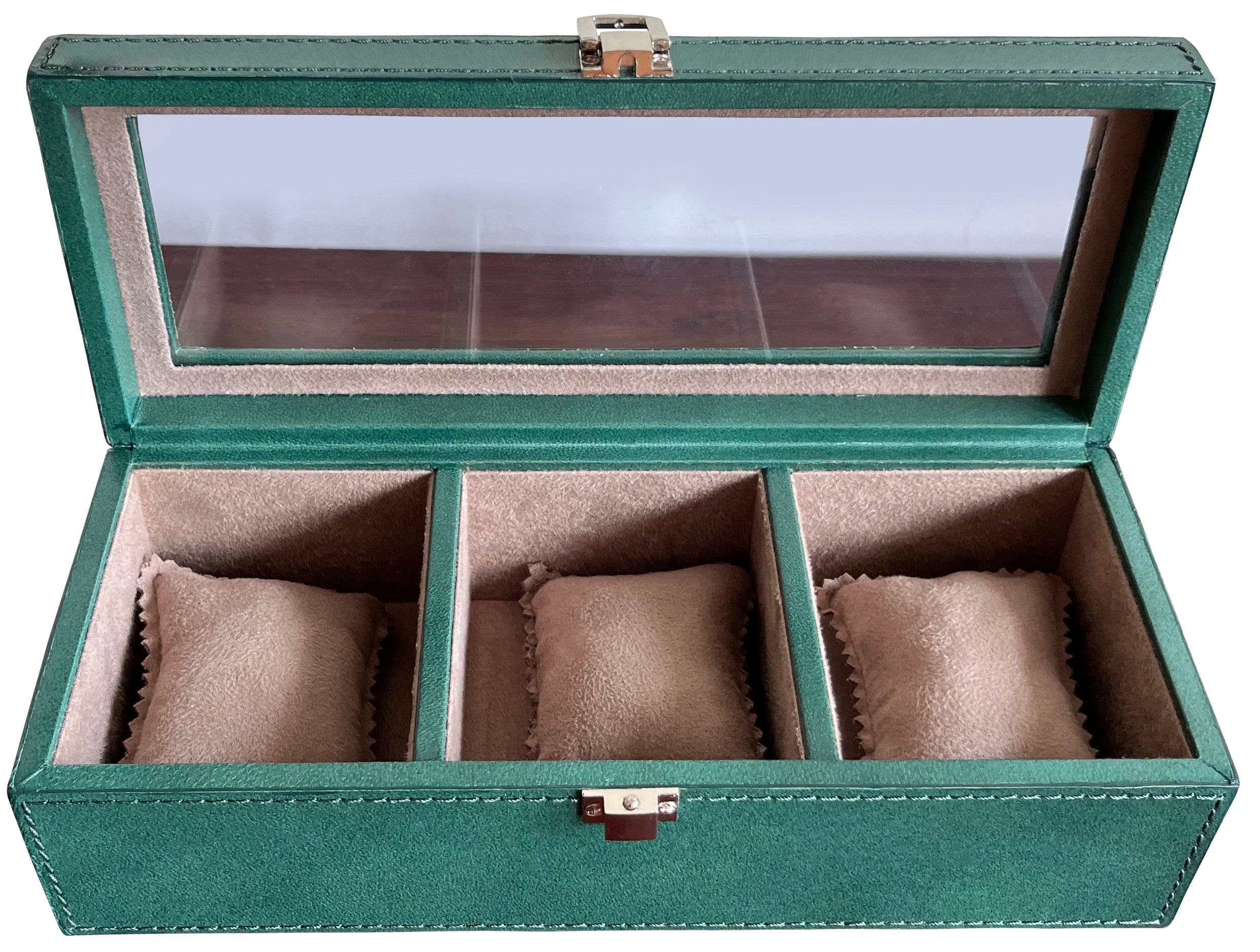 Elite Leather Watch Case - 3 Slots (Green)