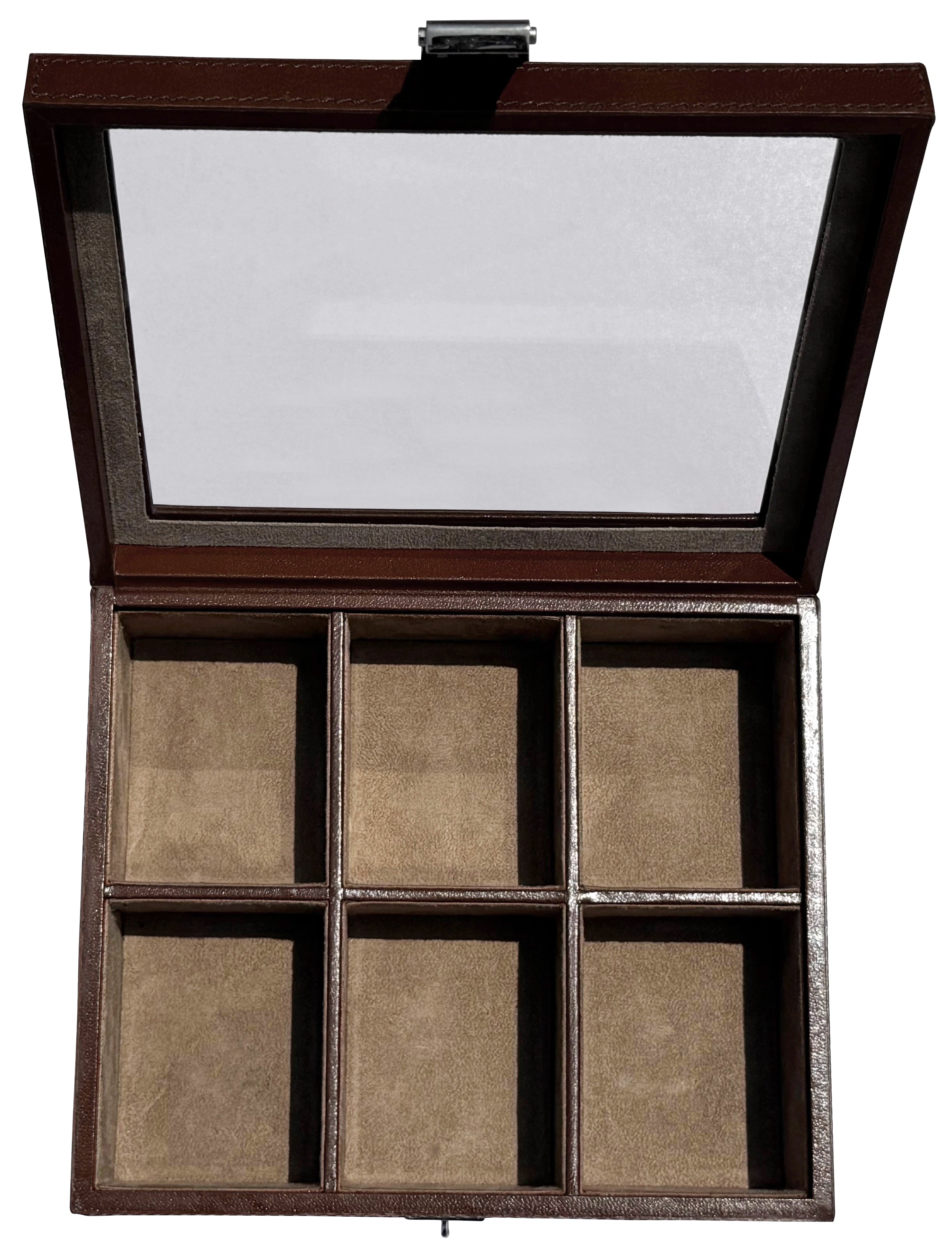 Prestige Leather Watch Case - 6-Slot Full-Grain Watch Storage Box