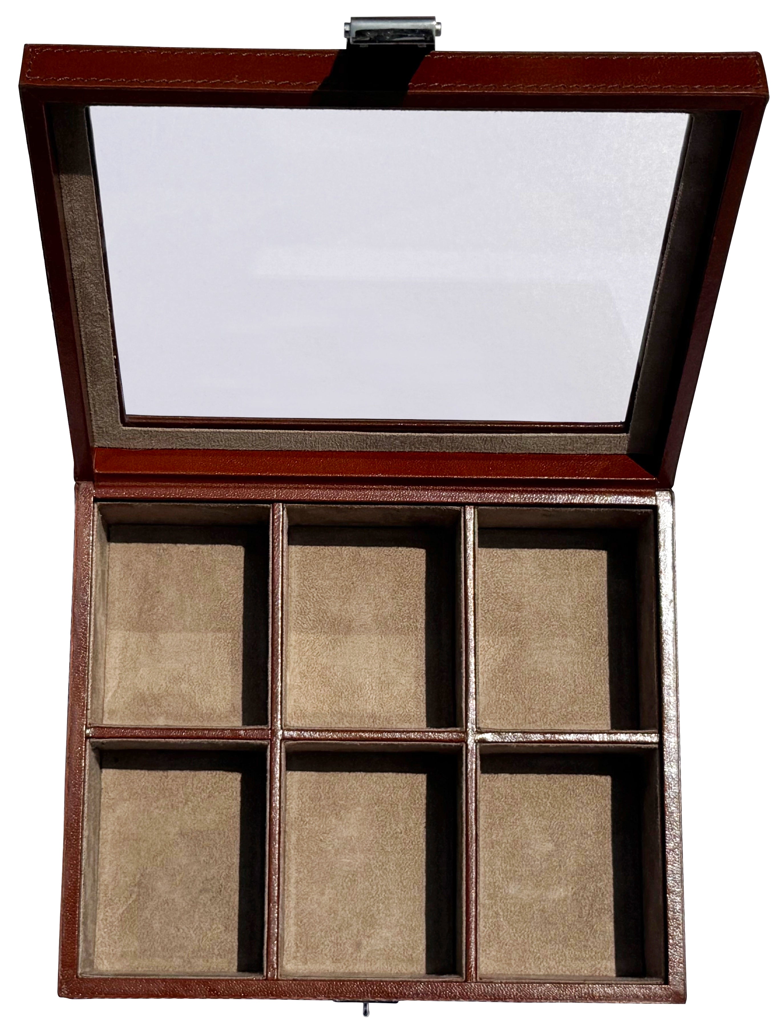 Prestige Leather Watch Case - 6-Slot Full-Grain Luxury Display Box