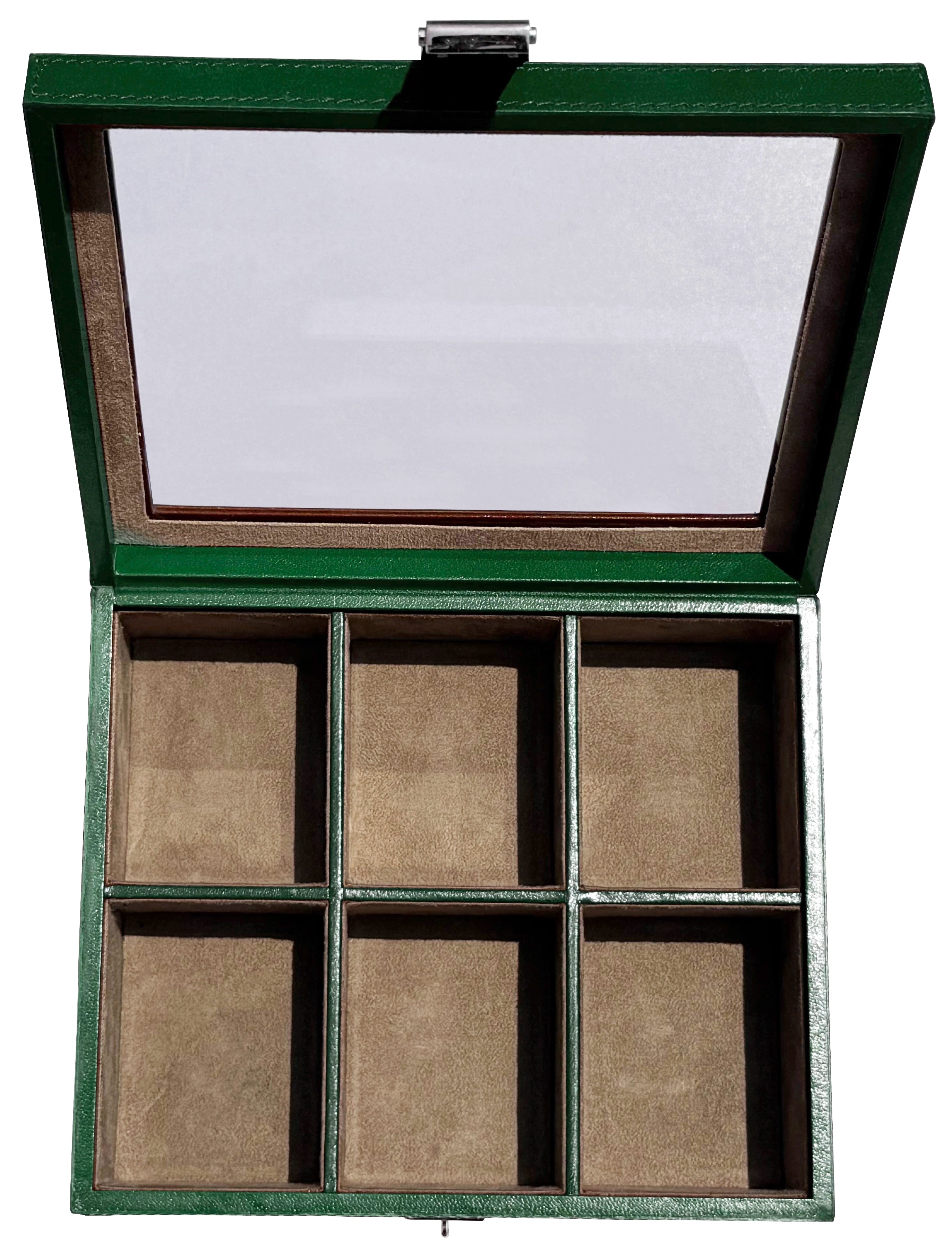 Prestige Leather Watch Case with Soft Pillows - 6-Slot Full-Grain Display Box
