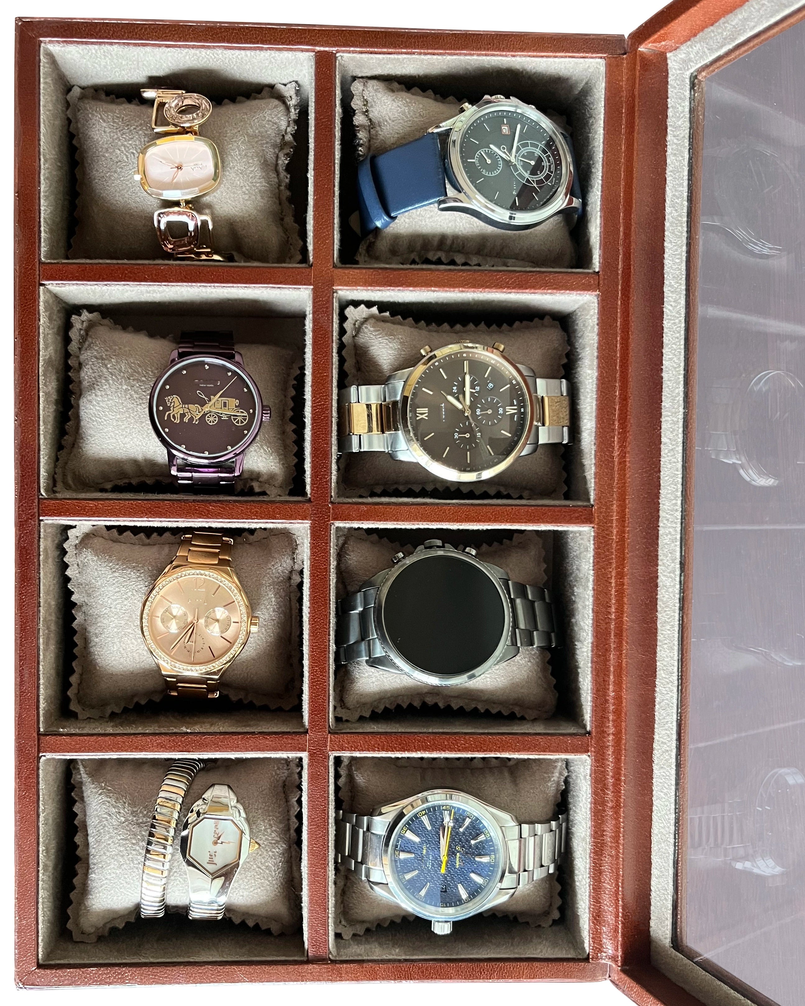Signature Leather Watch Case - 8 Slots (Brown)