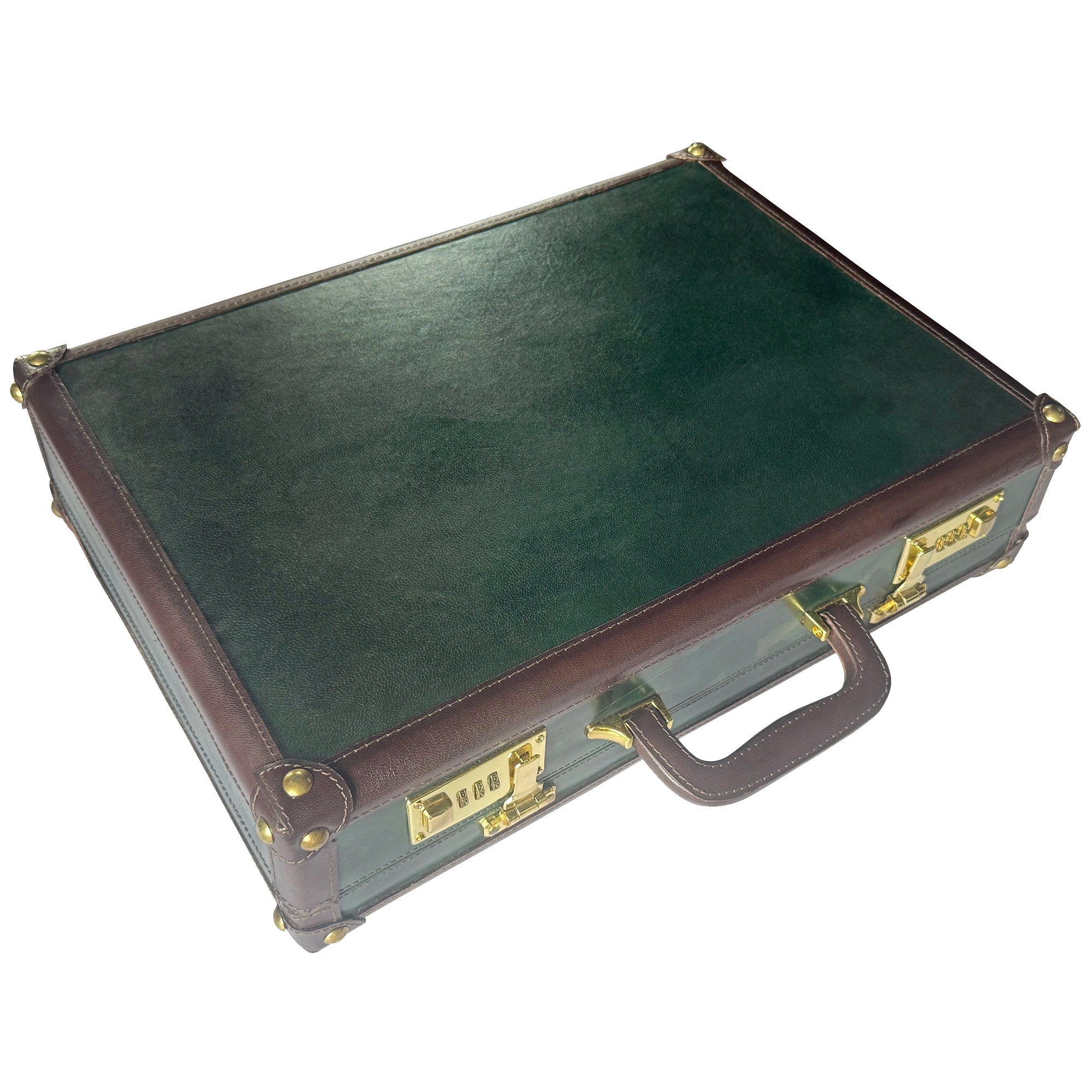 Lockable Leather Briefcase | Full-Grain Laptop Attache Case