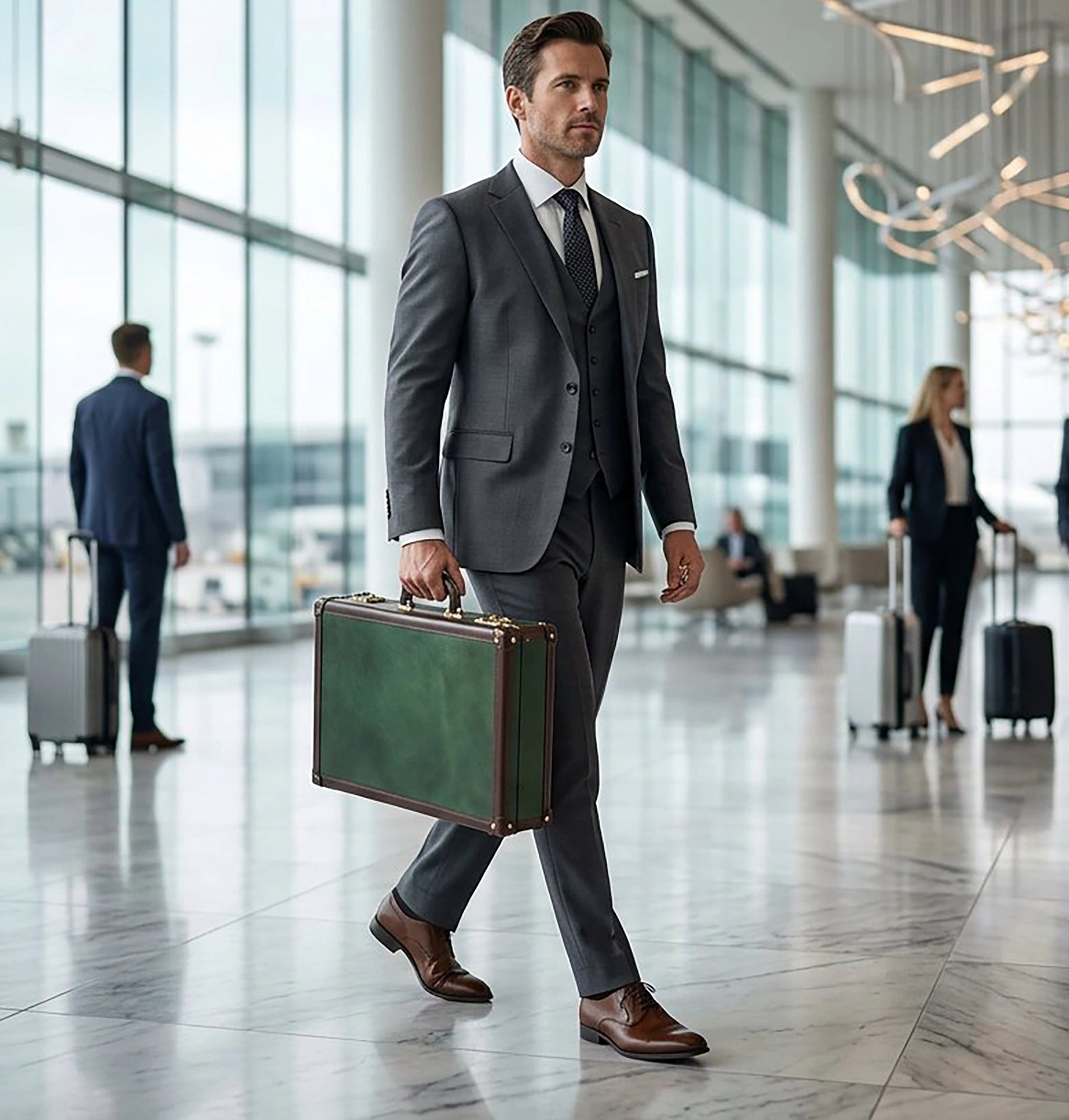 Lockable Leather Briefcase | Full-Grain Laptop Attache Case