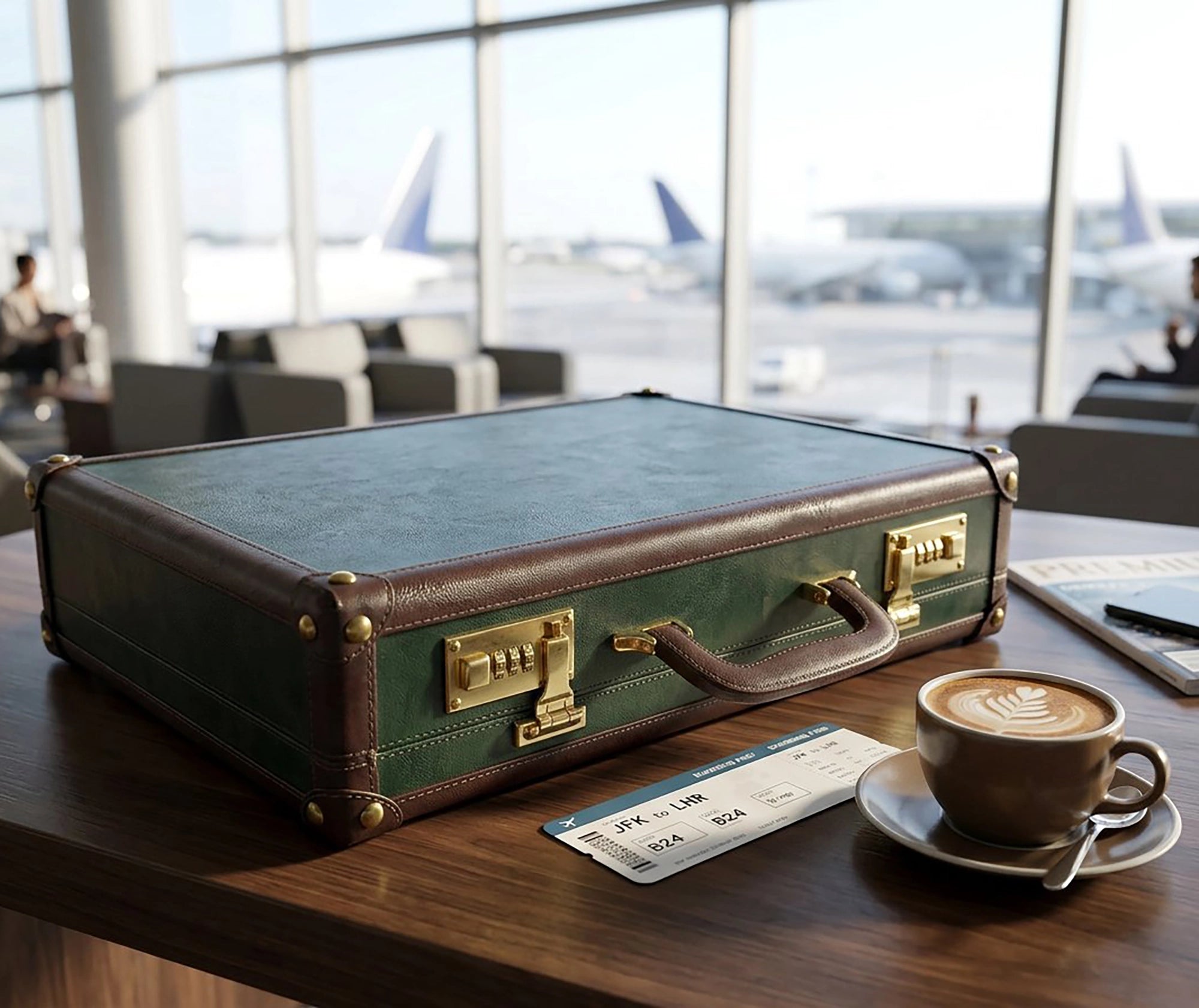 Lockable Leather Briefcase | Full-Grain Laptop Attache Case