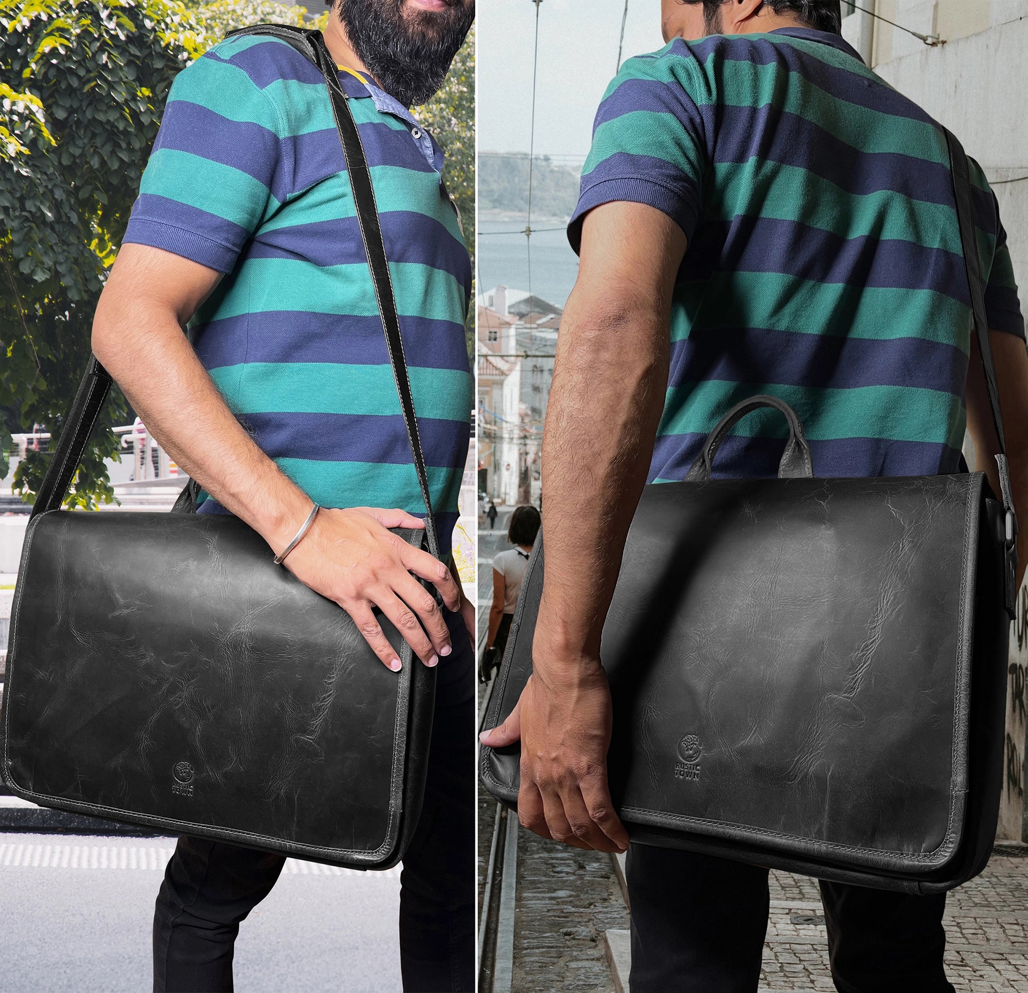 Leather Briefcase Bag for Men – Laptop Messenger for Office & Travel