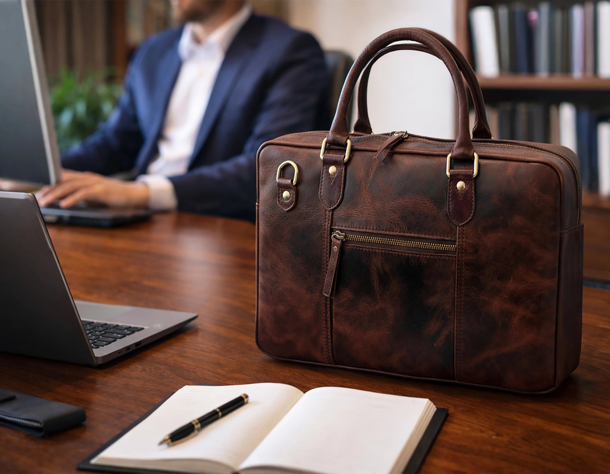 Leather Messenger Bag for Men | Laptop Briefcase Satchel