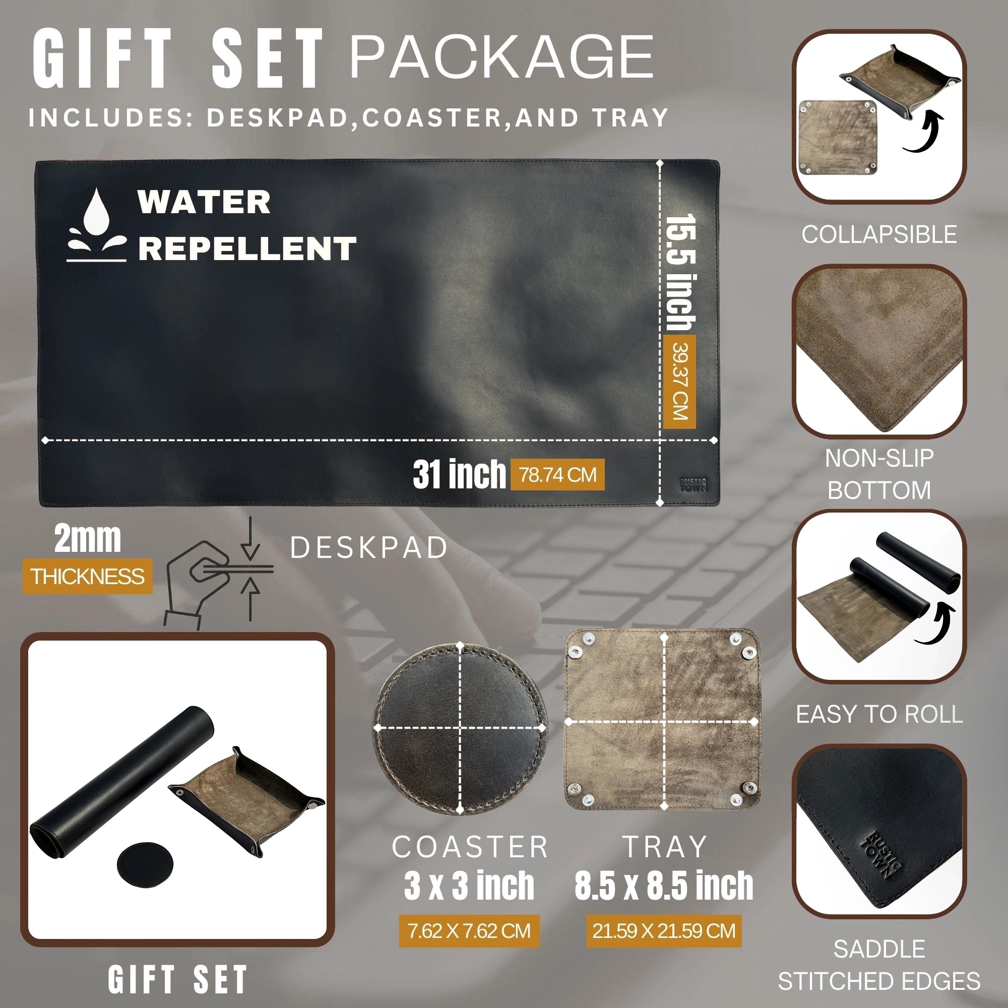 Leather Desk Mat Large Computer Mouse Pad Keyboard Gaming Table Mat