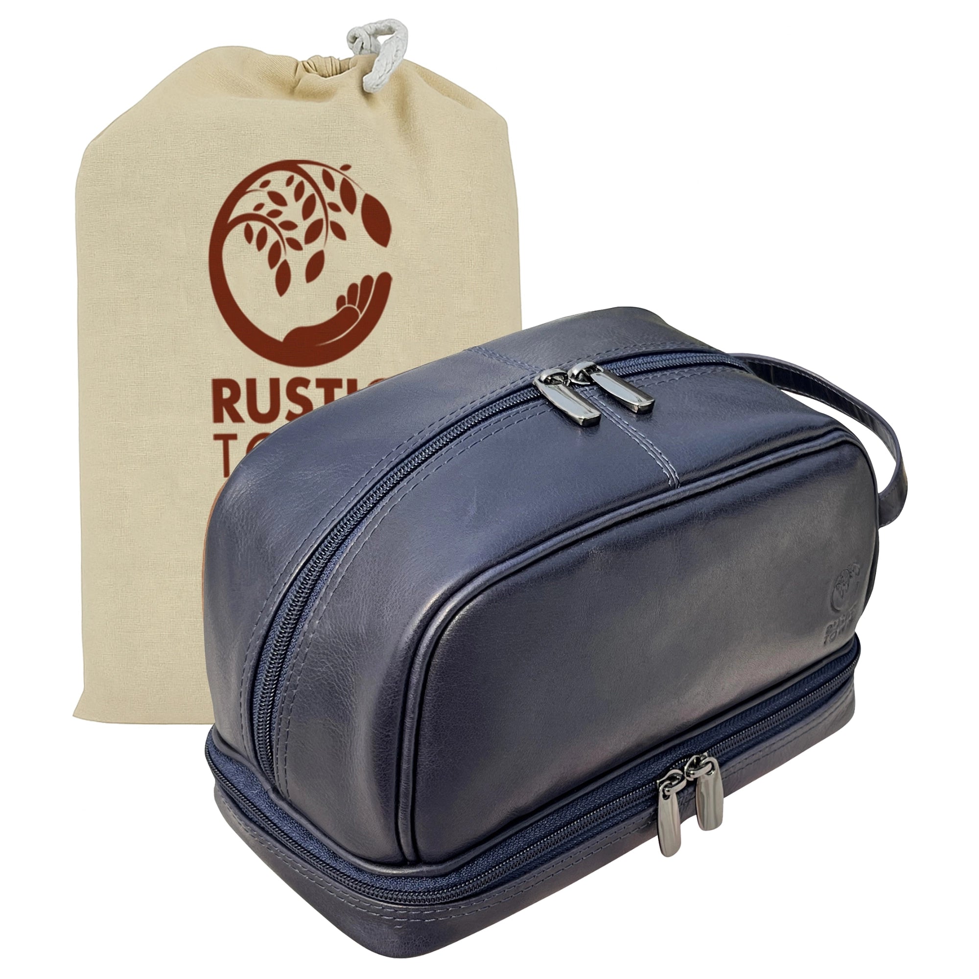 Leather Toiletry Bag for Men & Women - Travel Dopp Shaving Kit