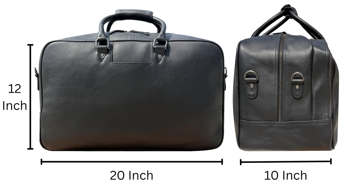 Leather Duffle Bag for Men : Dual Compartment Travel Weekender Bag