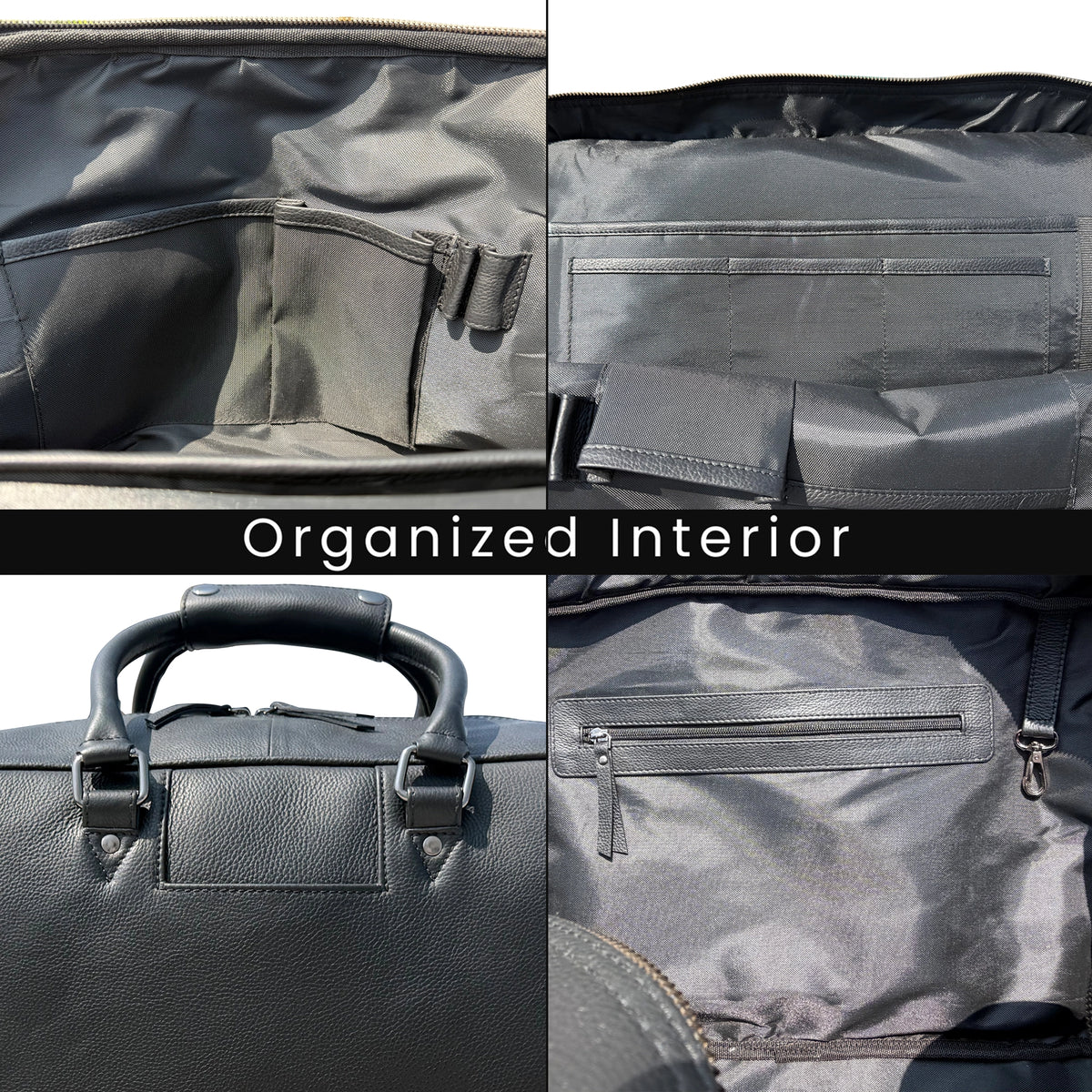 Leather Duffle Bag for Men : Dual Compartment Travel Weekender Bag
