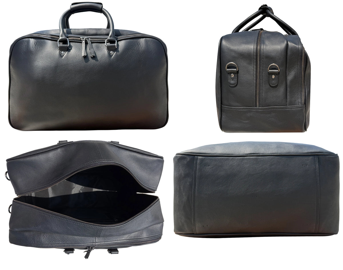 Leather Duffle Bag for Men : Dual Compartment Travel Weekender Bag