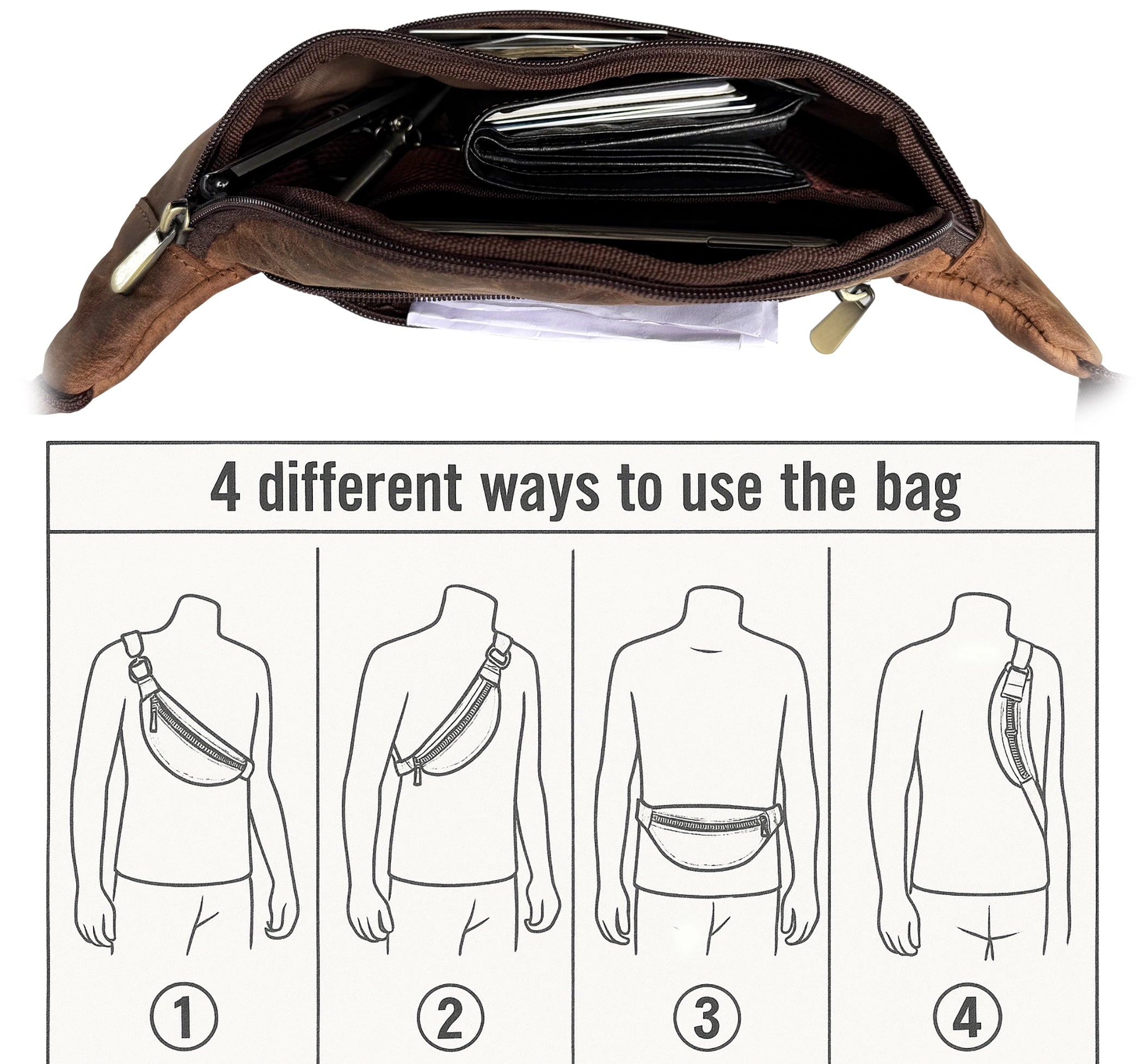 Leather Fanny Pack | Waist, Chest & Crossbody Sling Bag