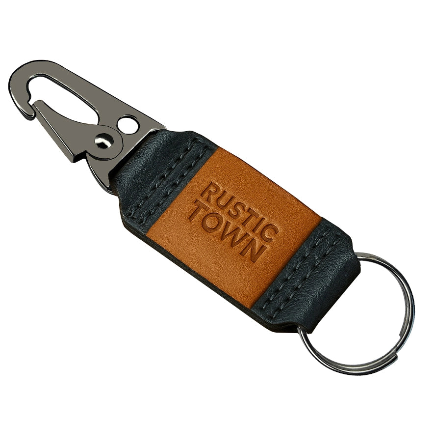 Leather Key Ring Holder - Compact Belt Keychain with Fob Car Key Chain