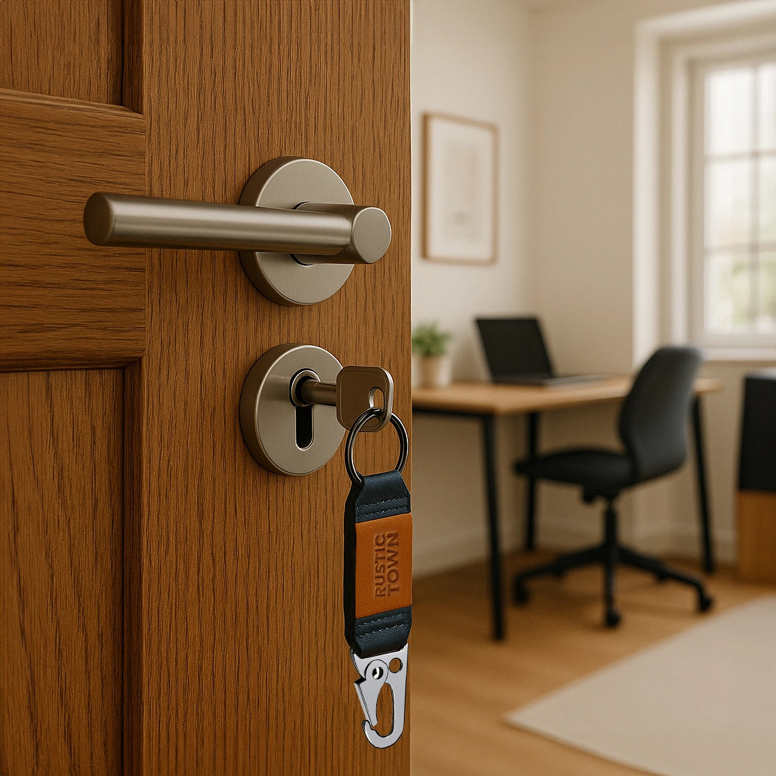 Leather Key Ring Holder - Compact Belt Keychain with Fob Car Key Chain