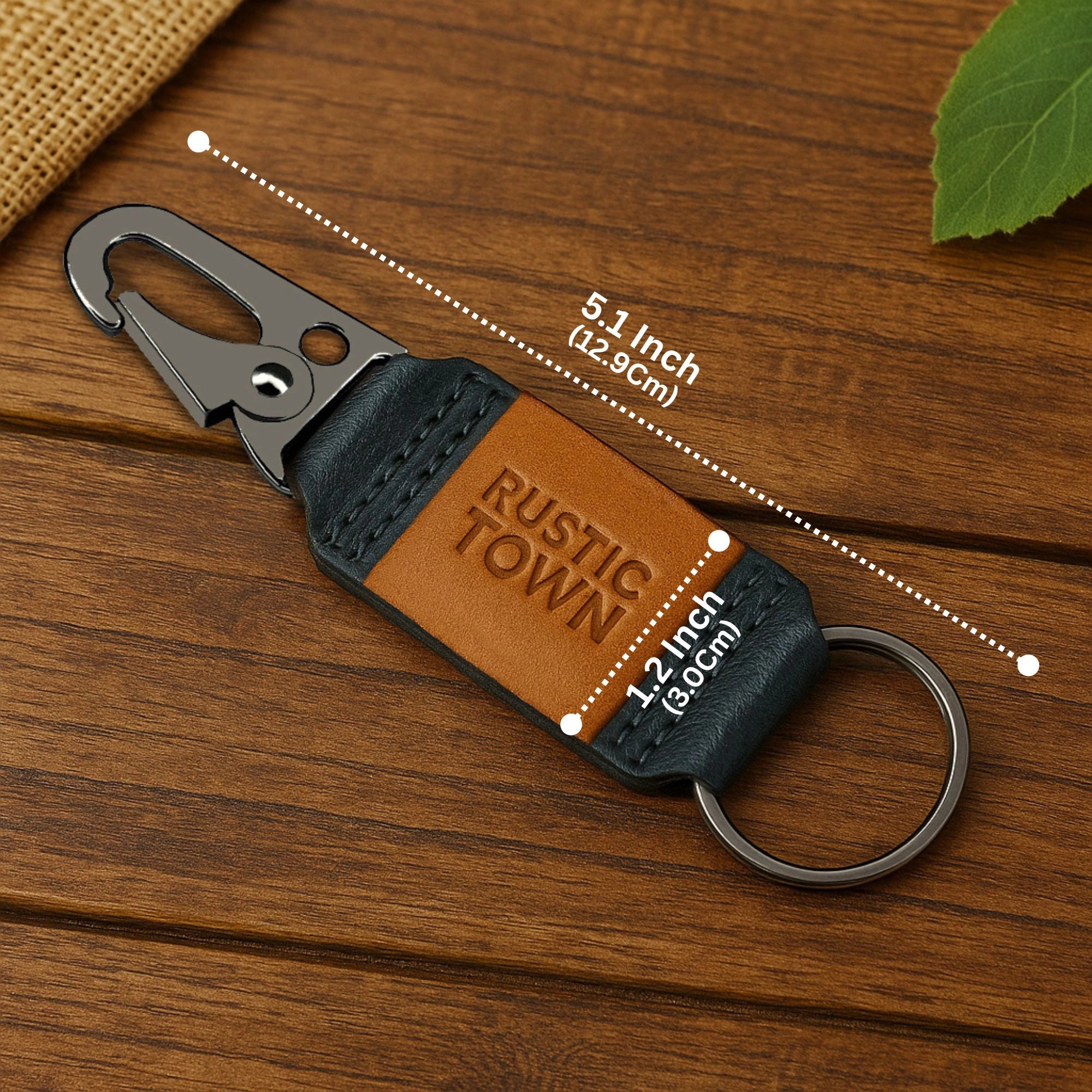 Leather Key Ring Holder - Compact Belt Keychain with Fob Car Key Chain
