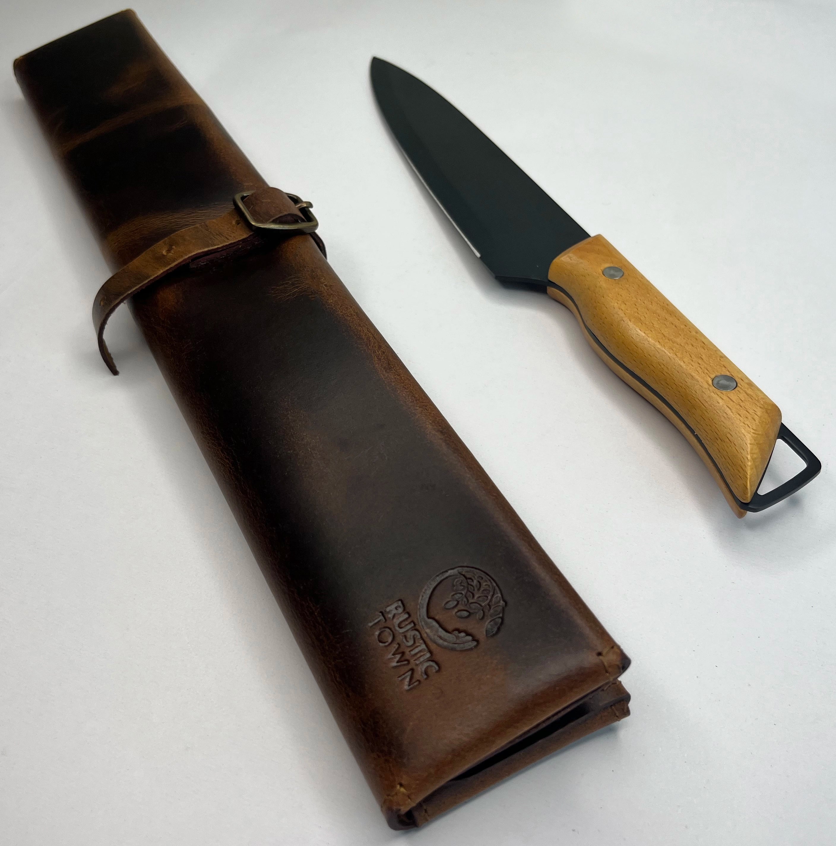 Leather Chef's Knife Case Holder - 2 Knife Slots (Brown)
