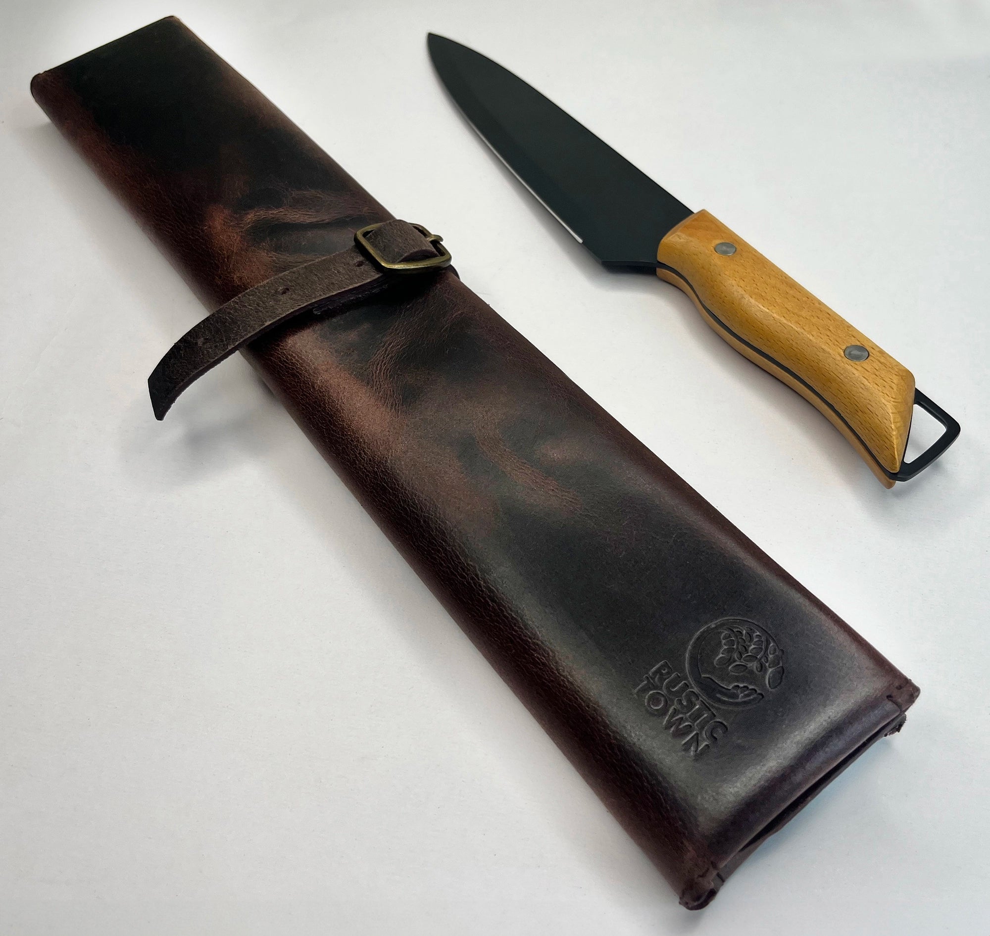 Leather Chef's Knife Case Holder - 2 Knife Slots (Dark Brown)