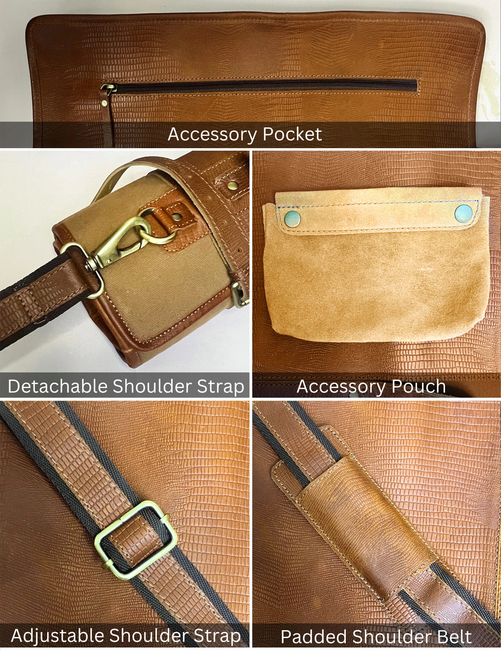 Leather Canvas Knife Roll Storage Bag (Brown Rust)