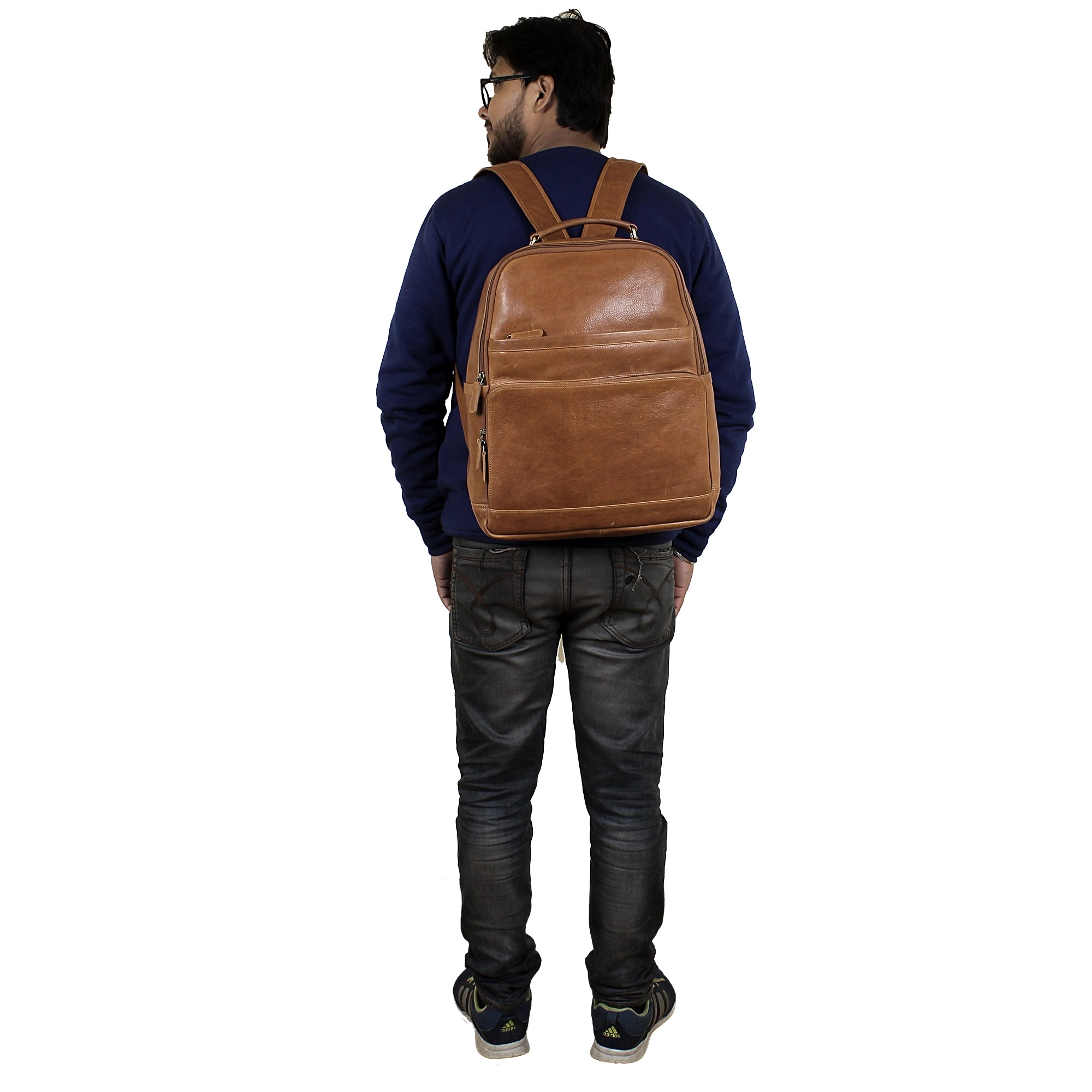 Genuine Leather Travel Backpack for Men Women