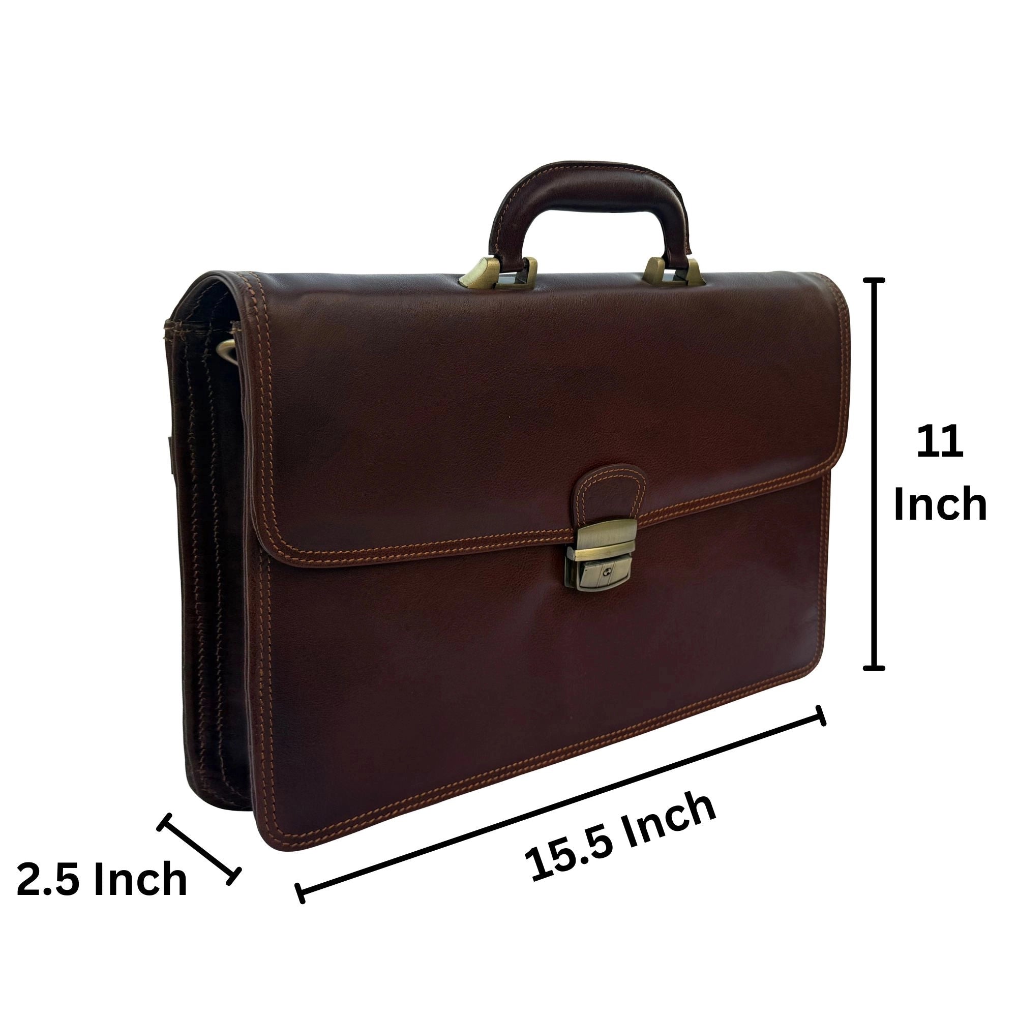Leather Briefcase for Men - Slim Professional Laptop Messenger Bag