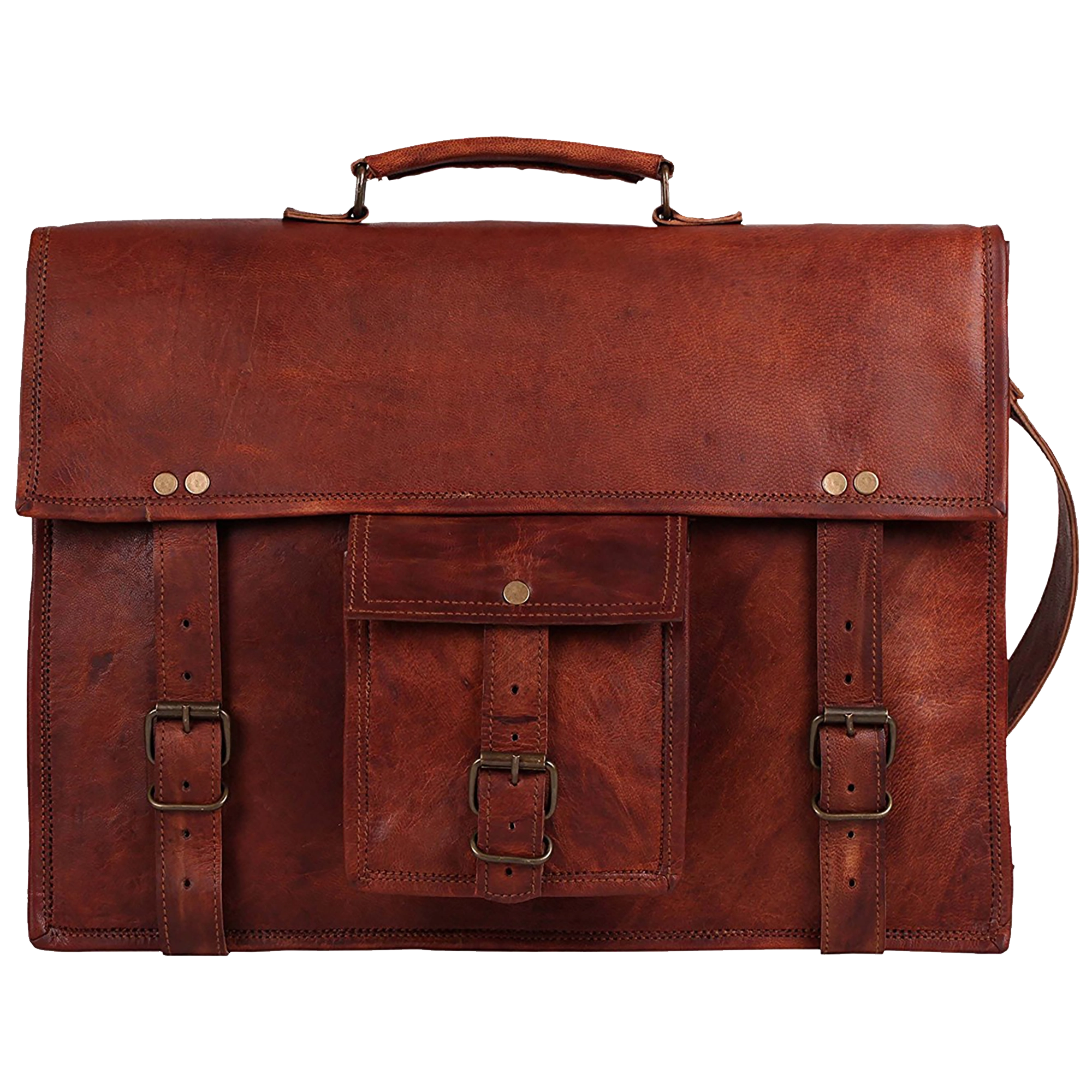 16" Leather Satchel Laptop Messenger Bag