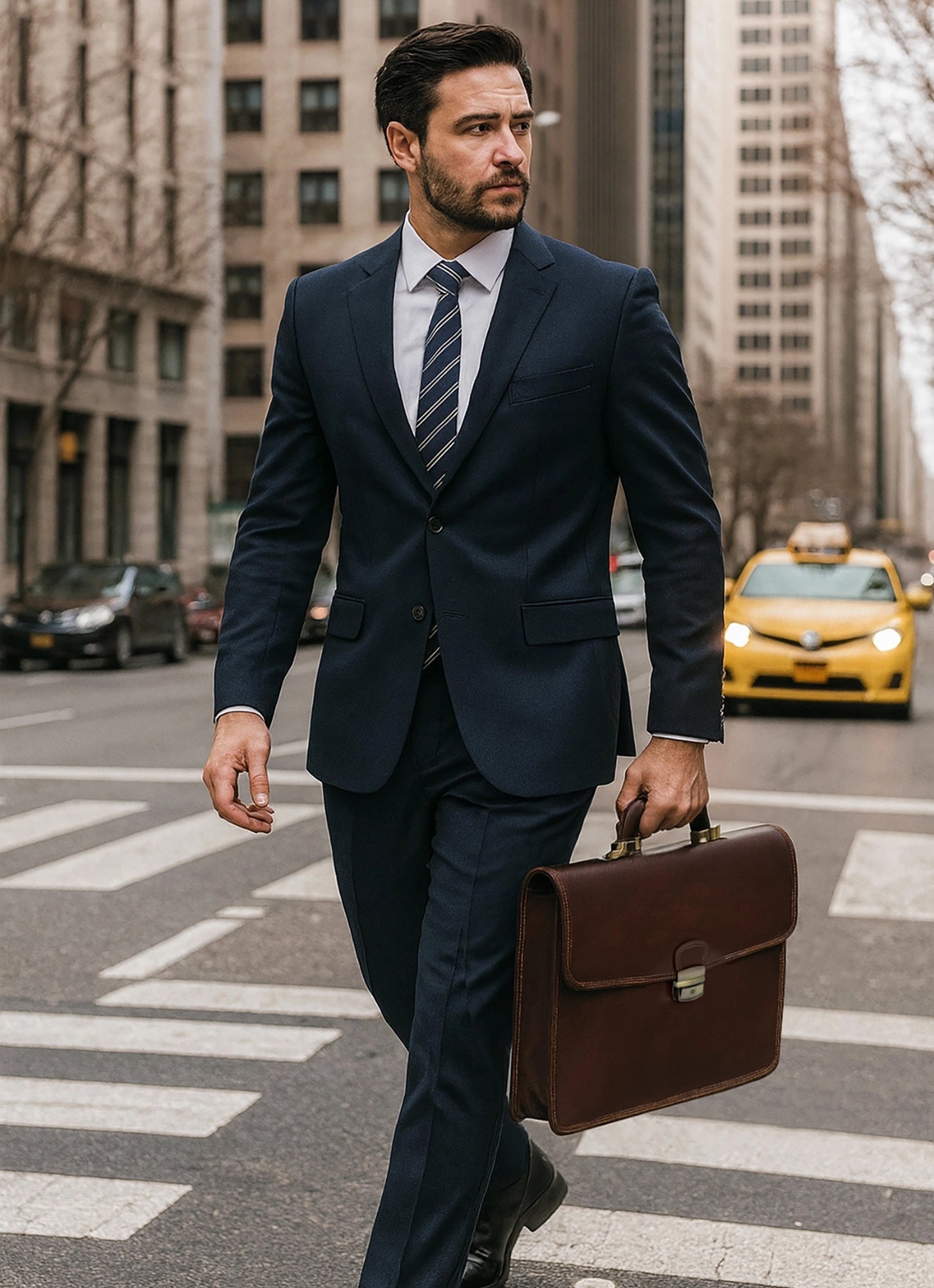 Leather Briefcase for Men - Slim Professional Laptop Messenger Bag