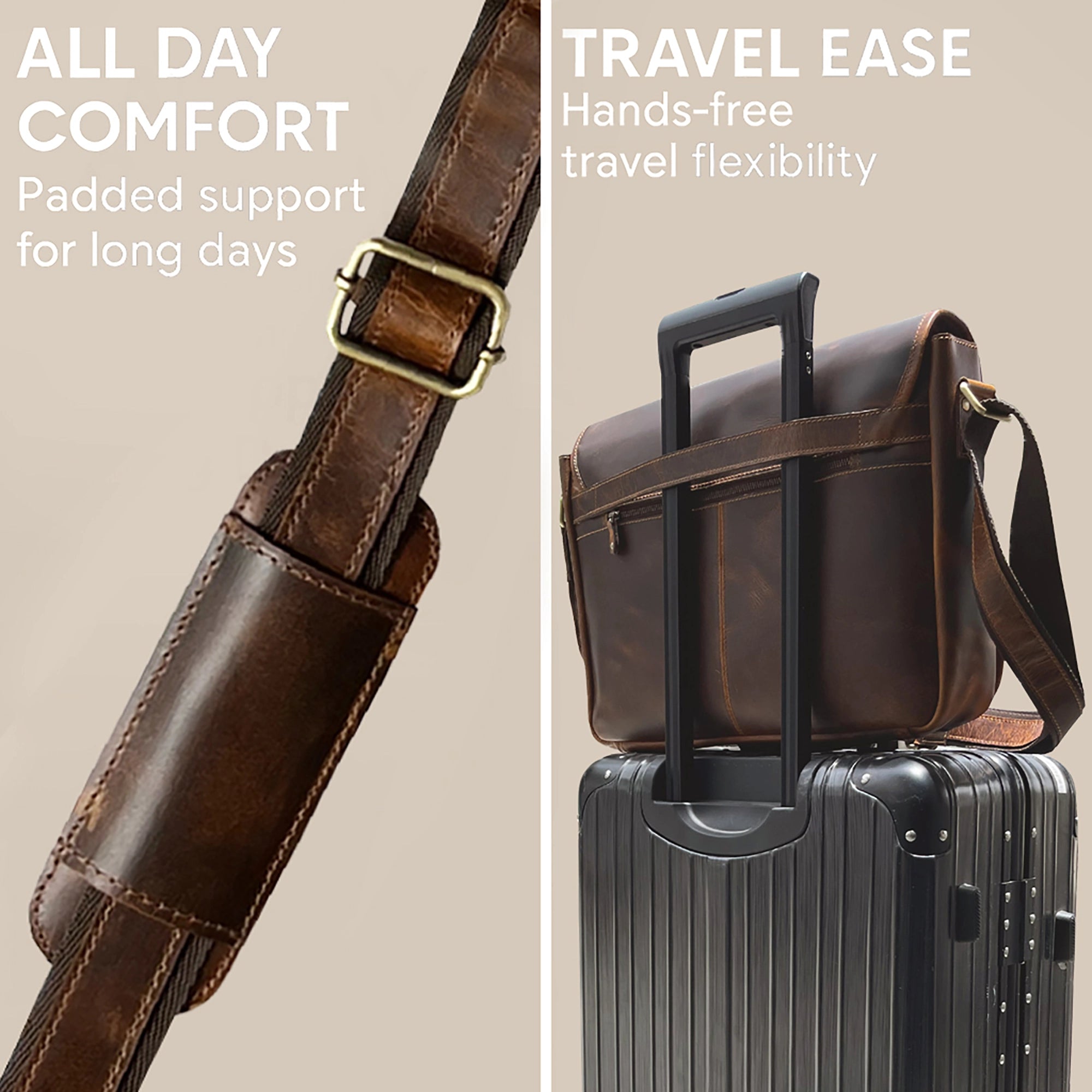 Ranger Buffalo Leather Crossbody Laptop Messenger Bag (Brown, 16 inch)