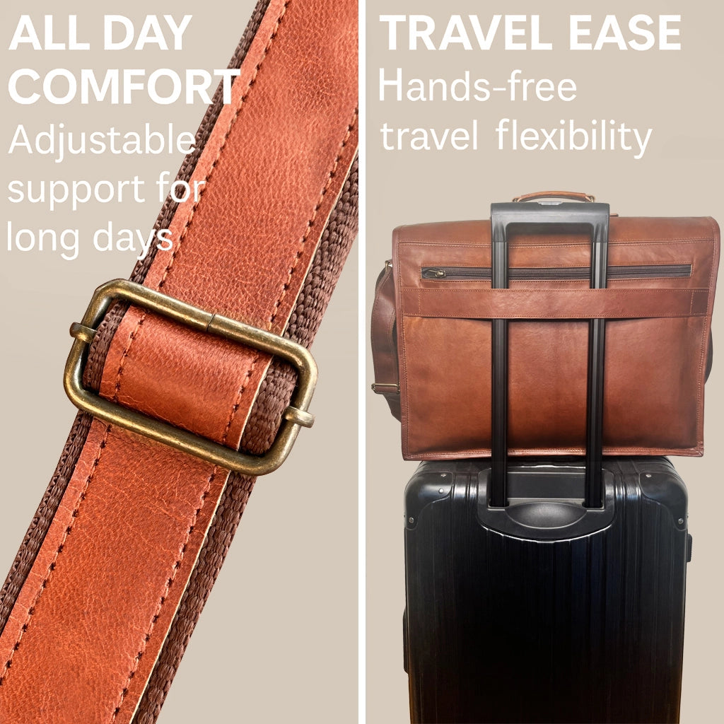 18" Leather Satchel Laptop Messenger Bag