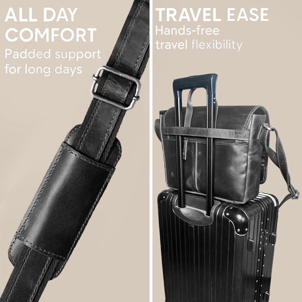 Leather Briefcase Bag for Men – Laptop Messenger for Office & Travel