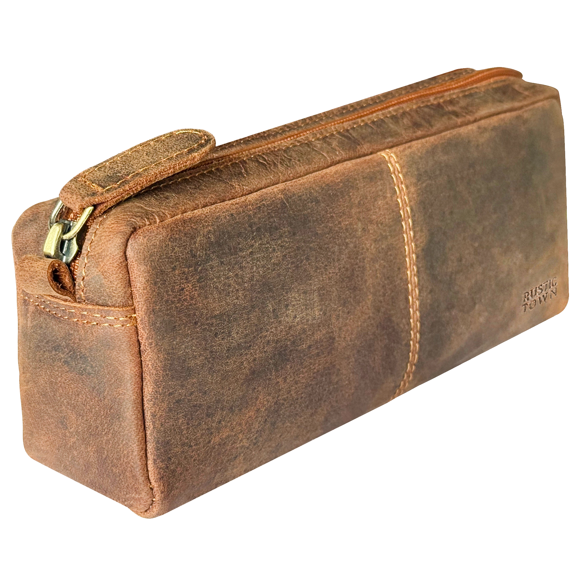 Leo Full Grain Leather Pencil Case – Handcrafted Pen Pouch Zipper Pencil Organizer