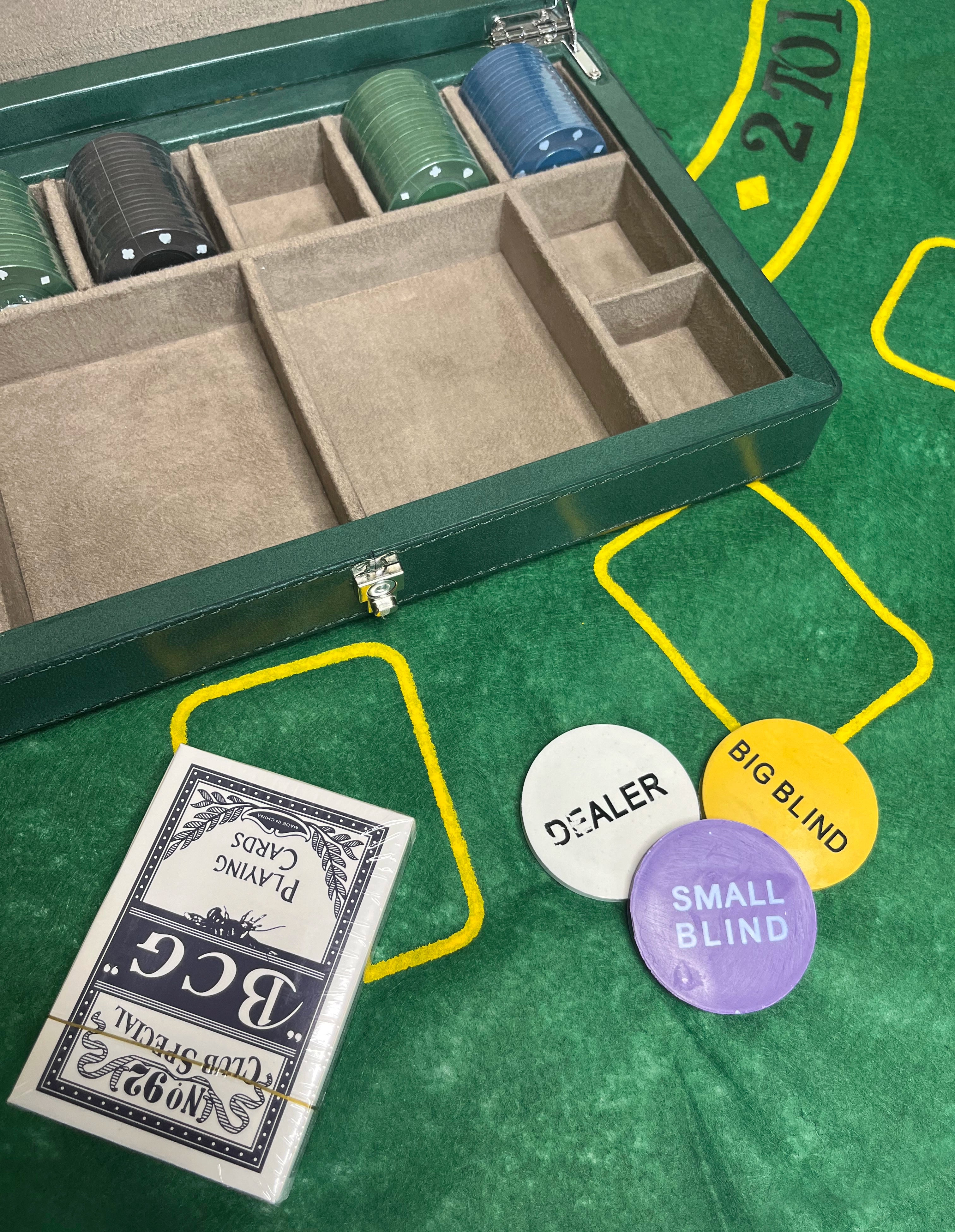 Full-Grain Leather Poker Chip Set | Complete Luxury Game Night Box (Green)