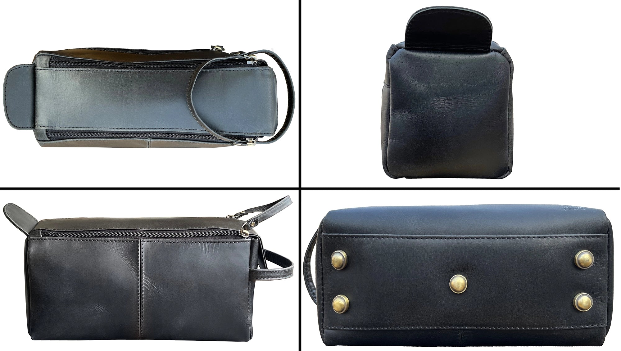Leather Toiletry Bag for Men (Black)