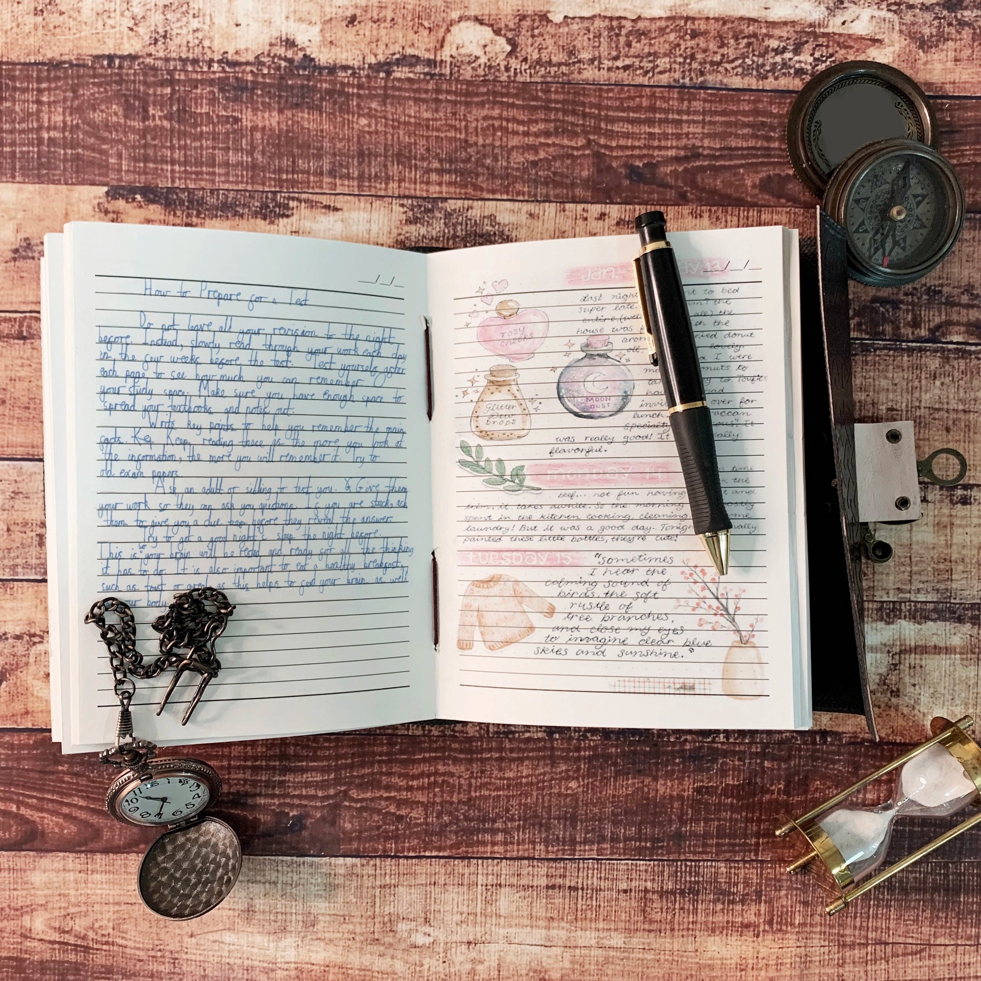 Utopian Leather Journal Lined Notebook with Semi-Precious Stone