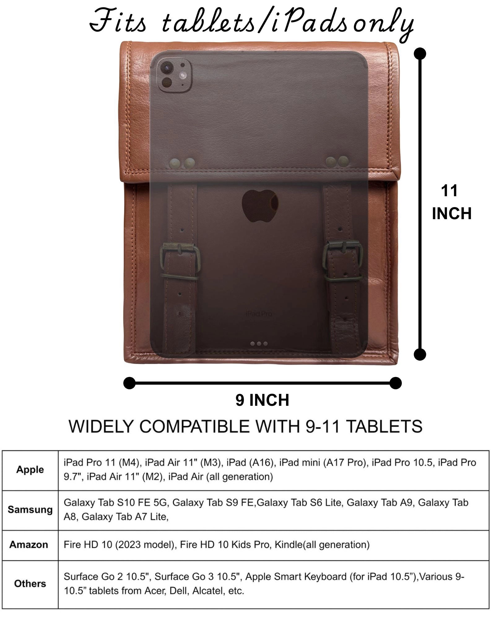 Zeus 11" Leather Crossbody iPad Tablet Messenger Bag