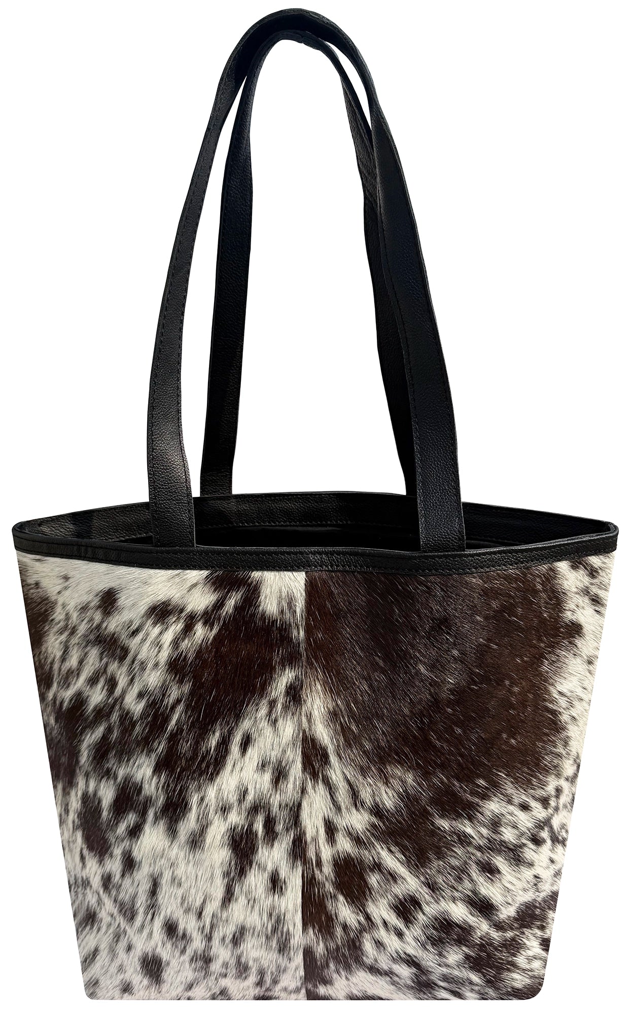 Leather Tote Bag for Women - Hair On Shoulder Satchel Handbag (Black)