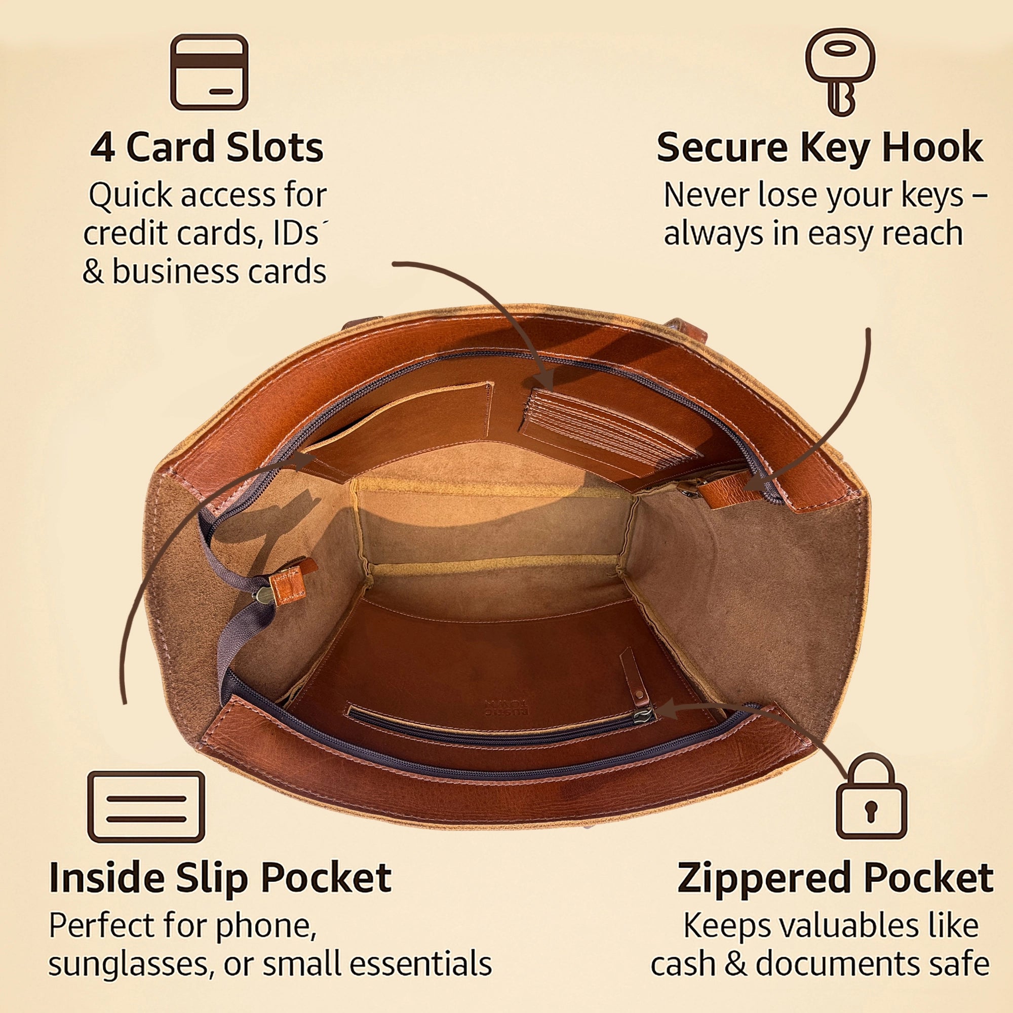 Leather Tote Bag for Women - Timeless Shoulder Handbag