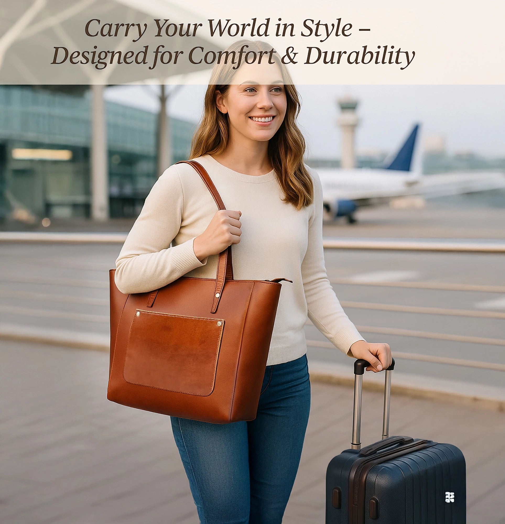 Leather Tote Bag for Women - Timeless Shoulder Handbag