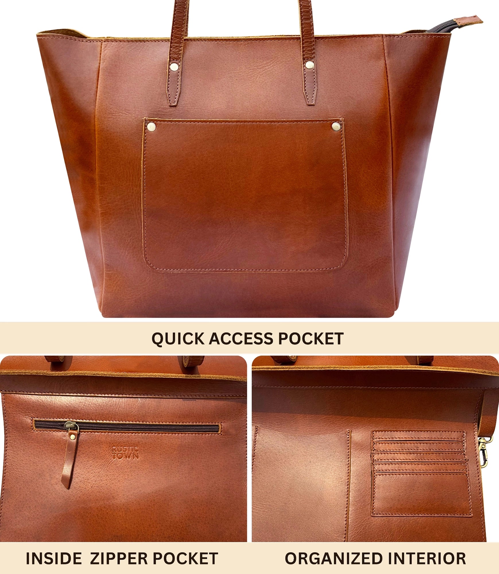 Leather Tote Bag for Women - Timeless Shoulder Handbag