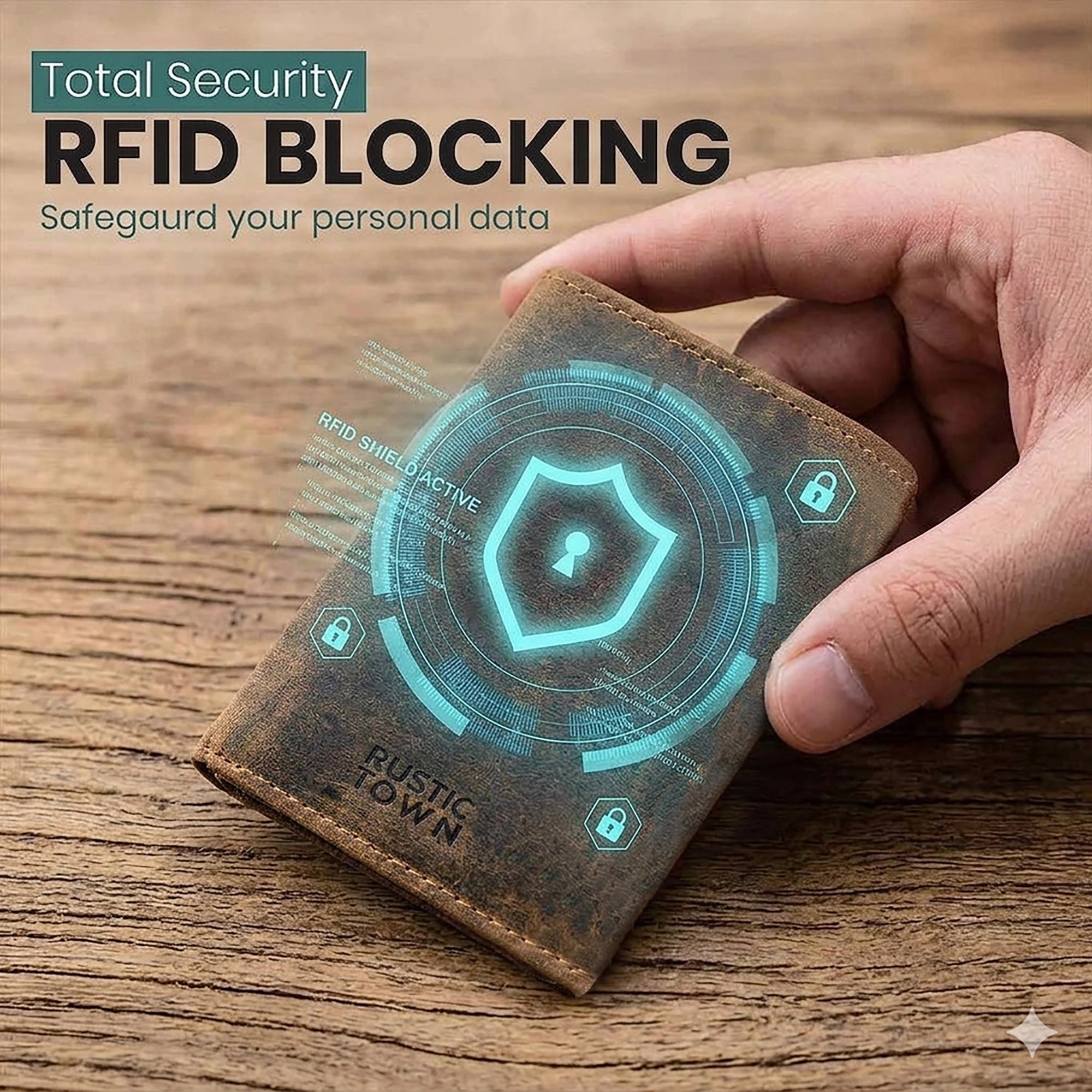 Leather Trifold Wallet for Men - Full Grain RFID Blocking with Card Slots